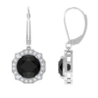 Vibrant Grown Labs-Lab Grown Black Diamond Drop Earrings with Halo