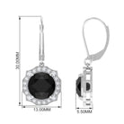 Vibrant Grown Labs-Lab Grown Black Diamond Drop Earrings with Halo