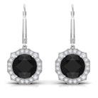 Vibrant Grown Labs-Lab Grown Black Diamond Drop Earrings with Halo