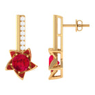 Vibrant Grown Labs-Lab Created Ruby Floral Drop Earrings for Women