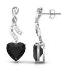 Lab Grown Black Diamond Heart Drop Earrings with Diamond Lab Created Black Diamond - ( AAAA ) - Quality - Vibrant Grown Labs