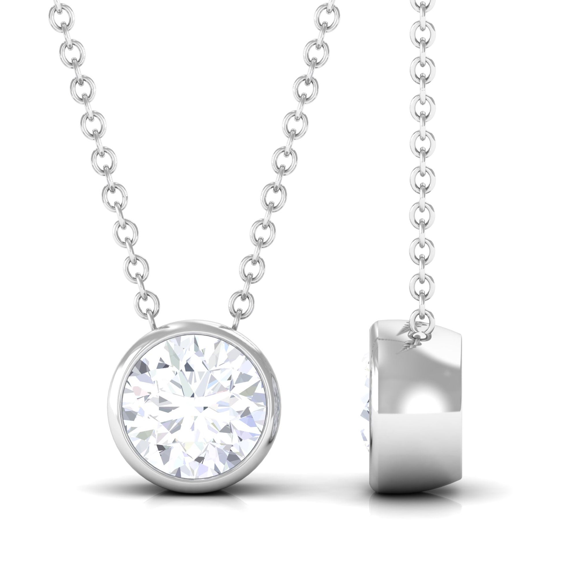 Vibrant Grown Labs-Bezel Set Lab Grown Diamond Solitaire Pendant Necklace