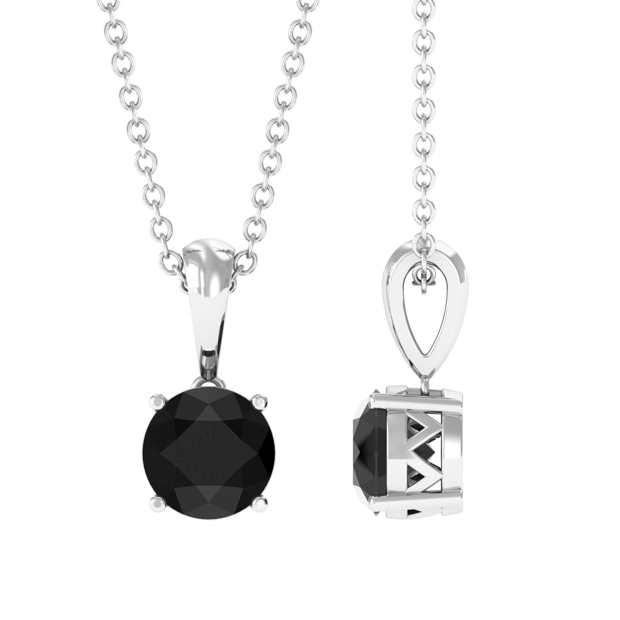 Vibrant Grown Labs-Round Shape Lab Grown Black Diamond Solitaire Pendant Necklace