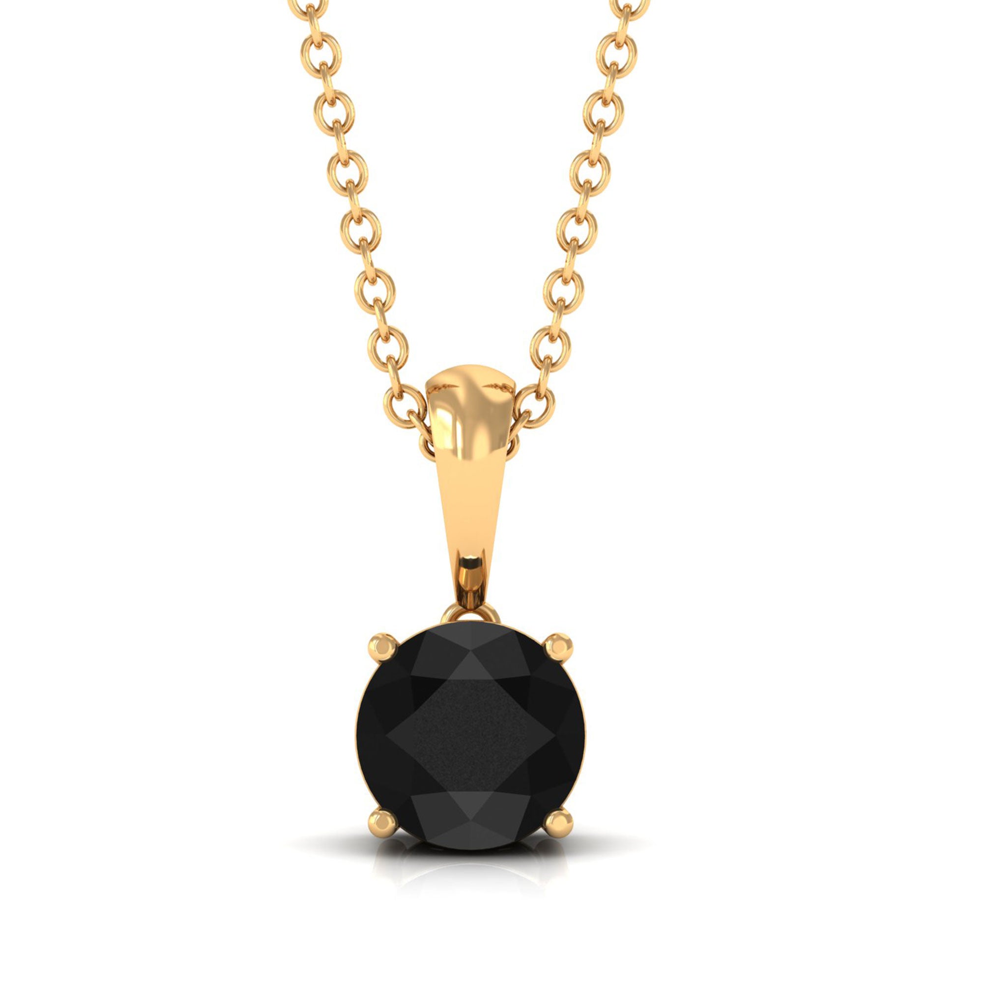 Vibrant Grown Labs-Round Shape Lab Grown Black Diamond Solitaire Pendant Necklace