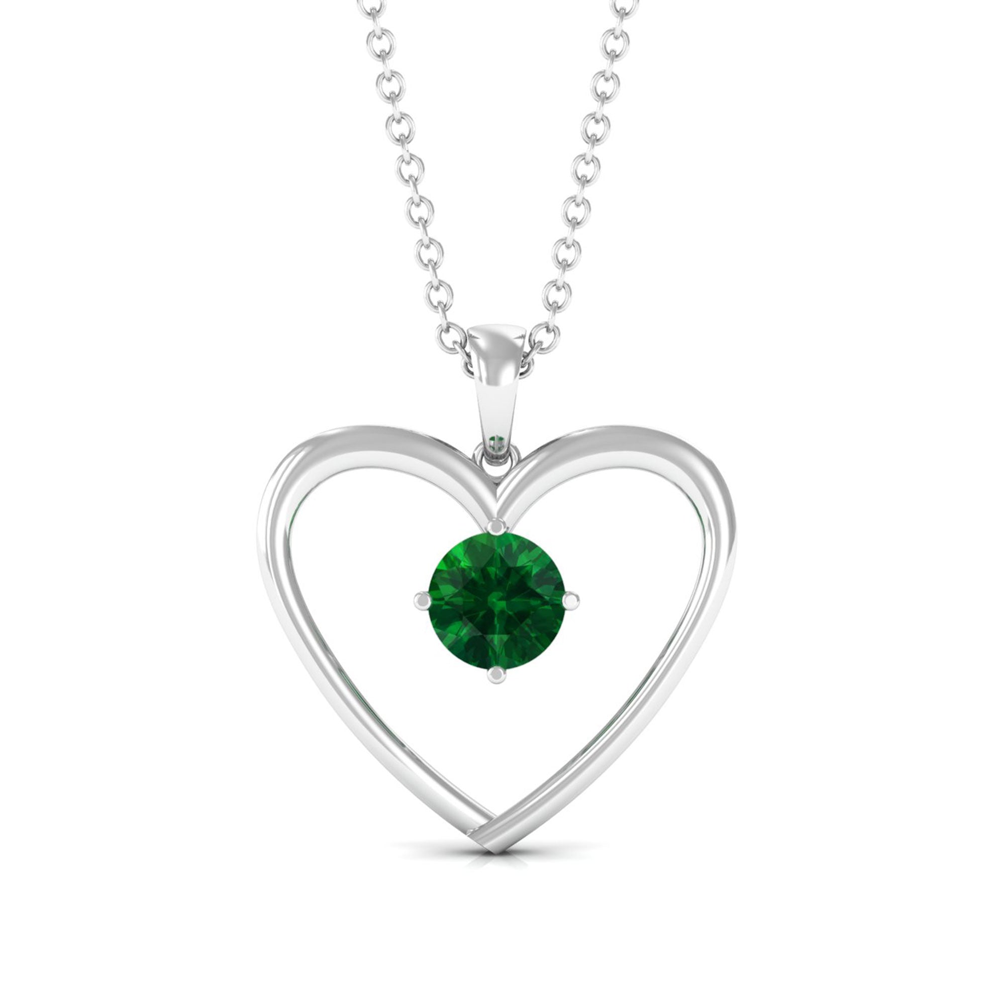 Vibrant Grown Labs-Lab Grown Emerald Heart Pendant Necklace