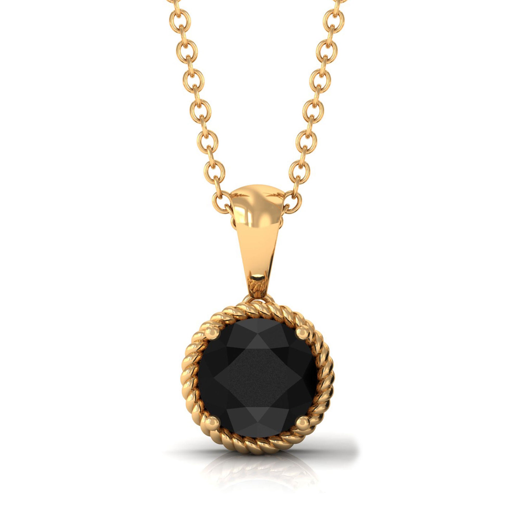 Vibrant Grown Labs-Round Shape Lab Created Black Diamond Solitaire Pendant Necklace