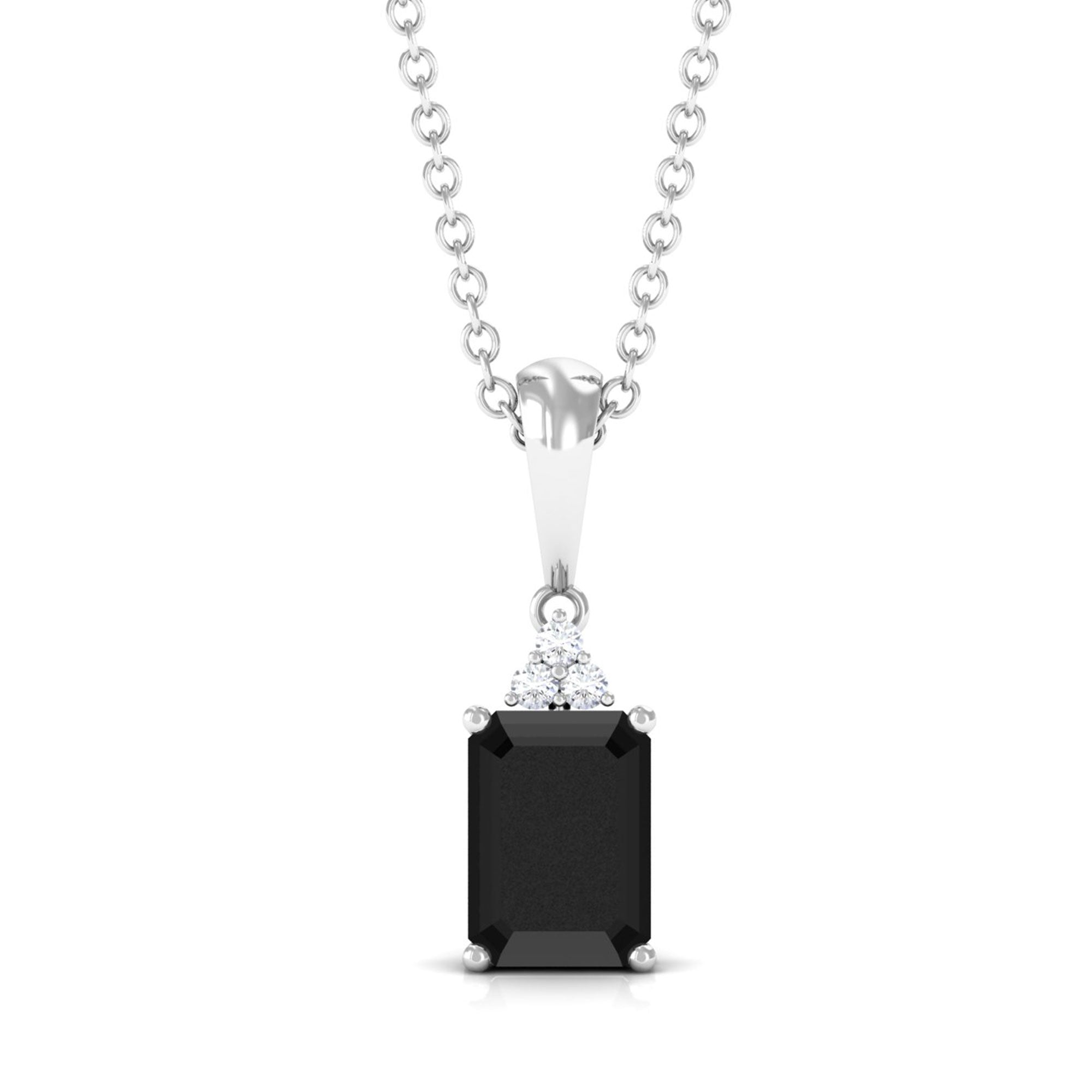 Vibrant Grown Labs-Emerald Cut Lab Grown Black Diamond Pendant Necklace