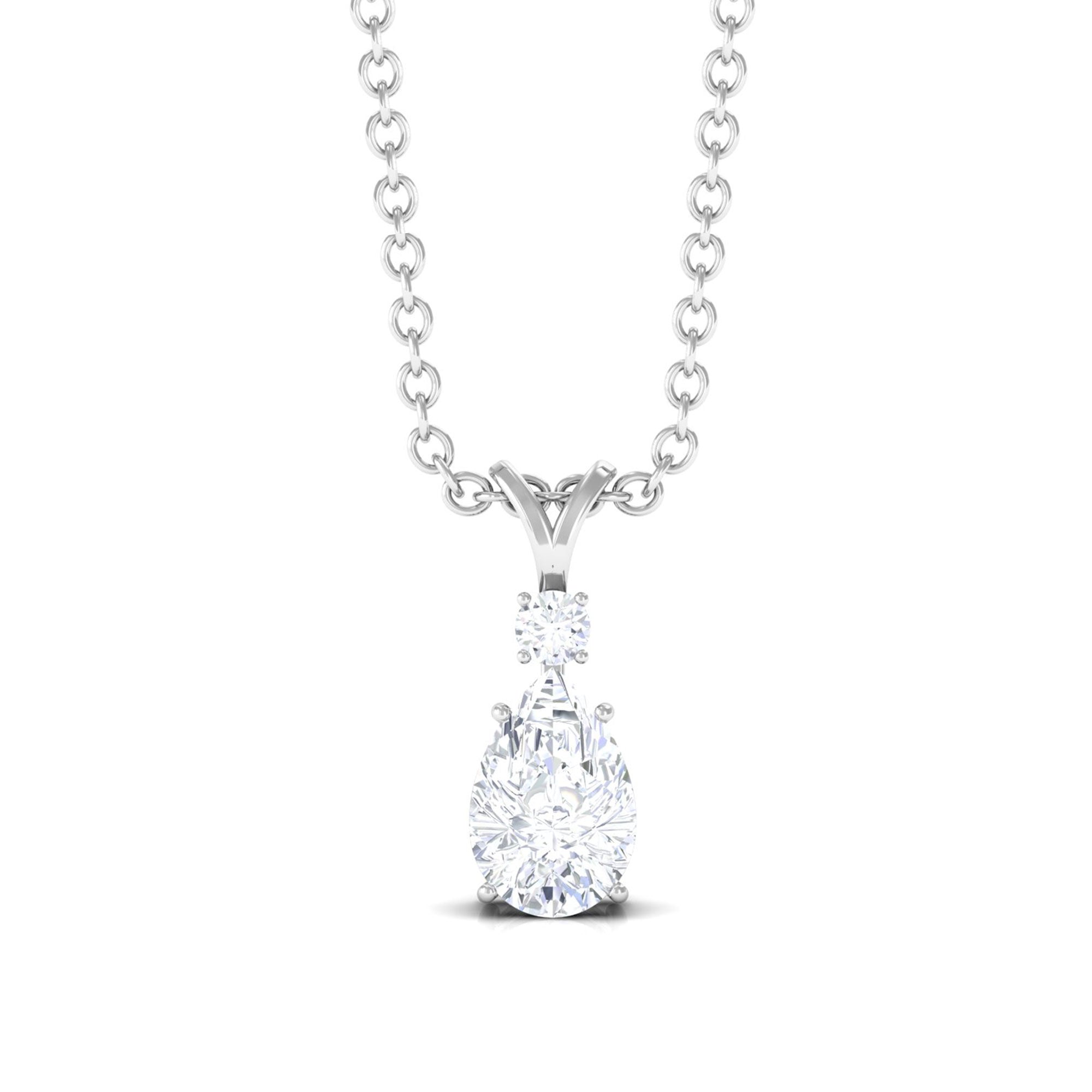 Vibrant Grown Labs-Pear Shape Lab Grown Diamond Solitaire Pendant Necklace