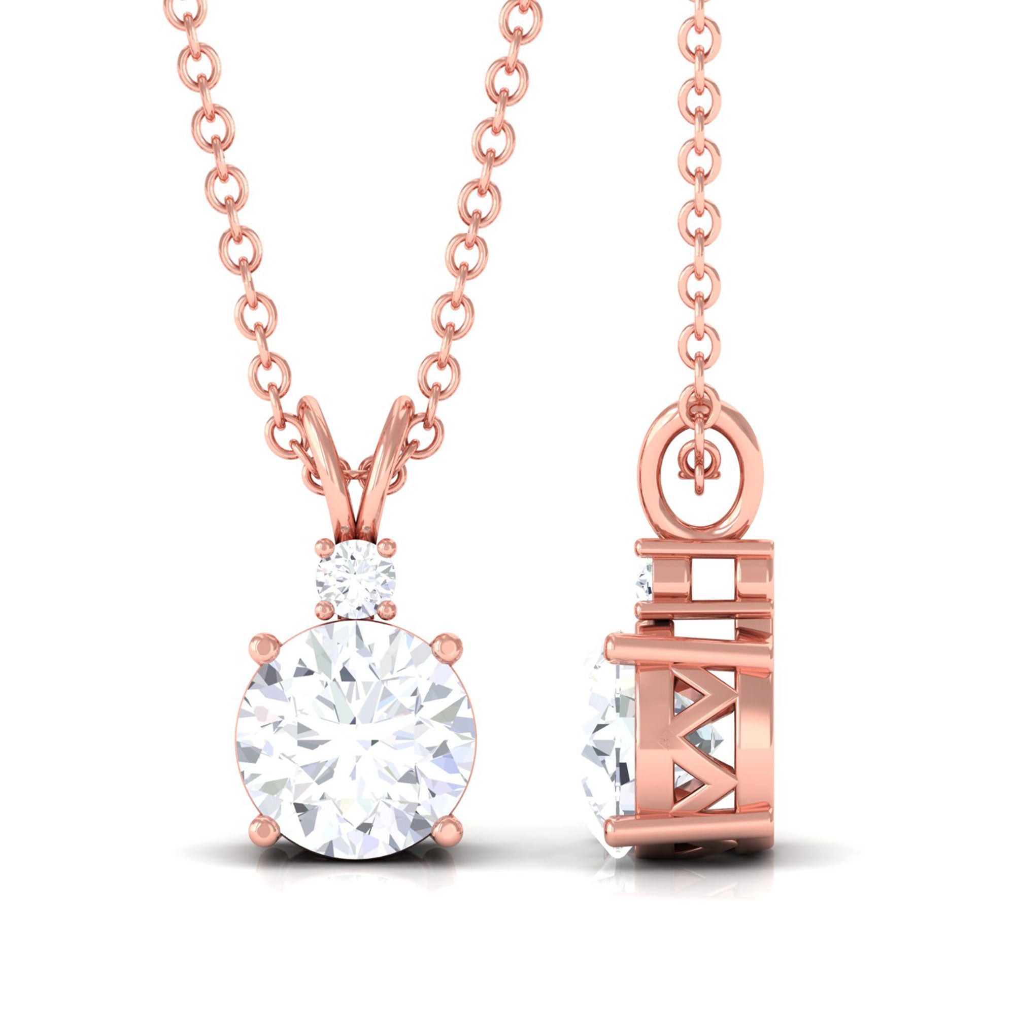 Vibrant Grown Labs-Round Solitaire Lab Grown Diamond Pendant Necklace