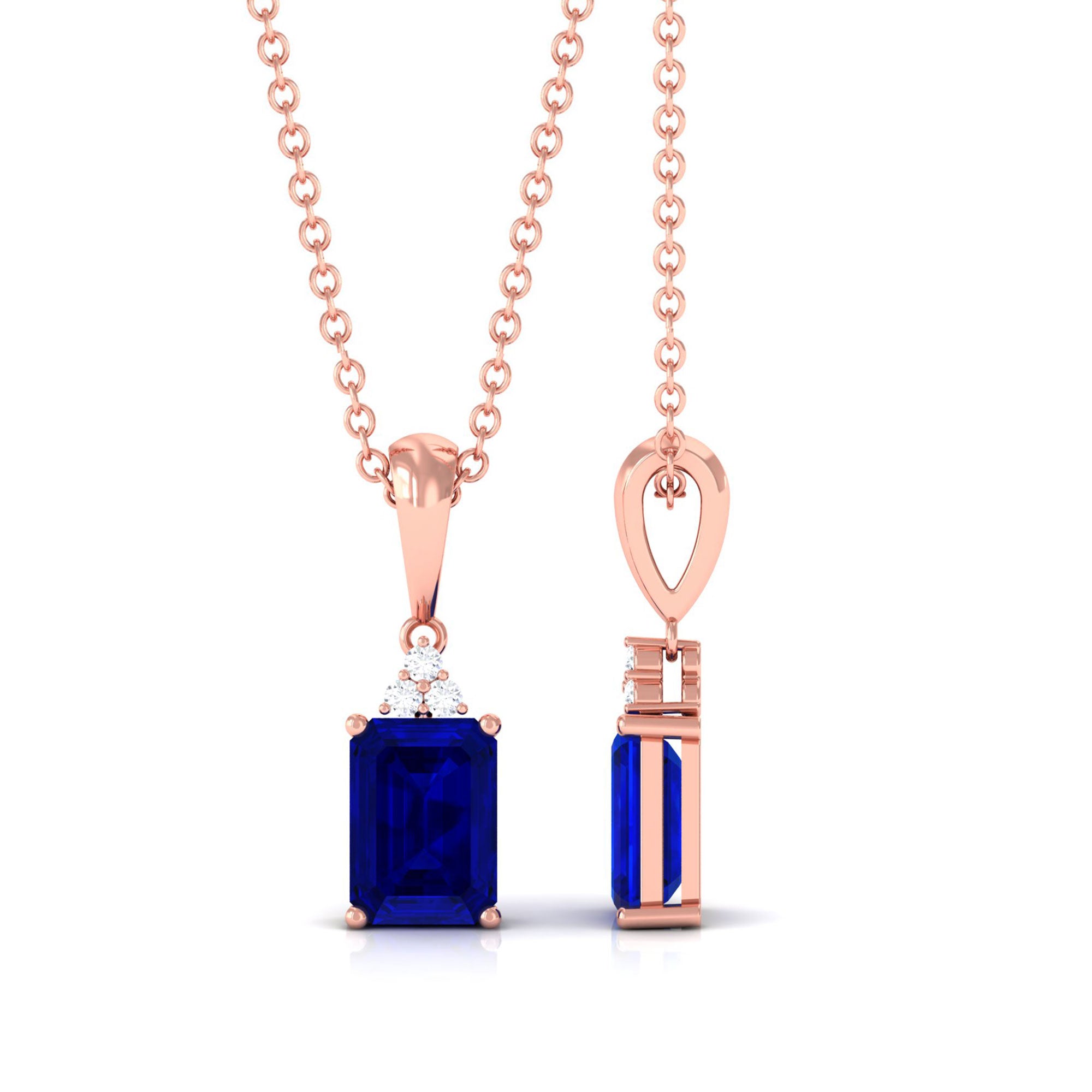 Vibrant Grown Labs-Lab Grown Blue Sapphire Minimal Pendant Necklace