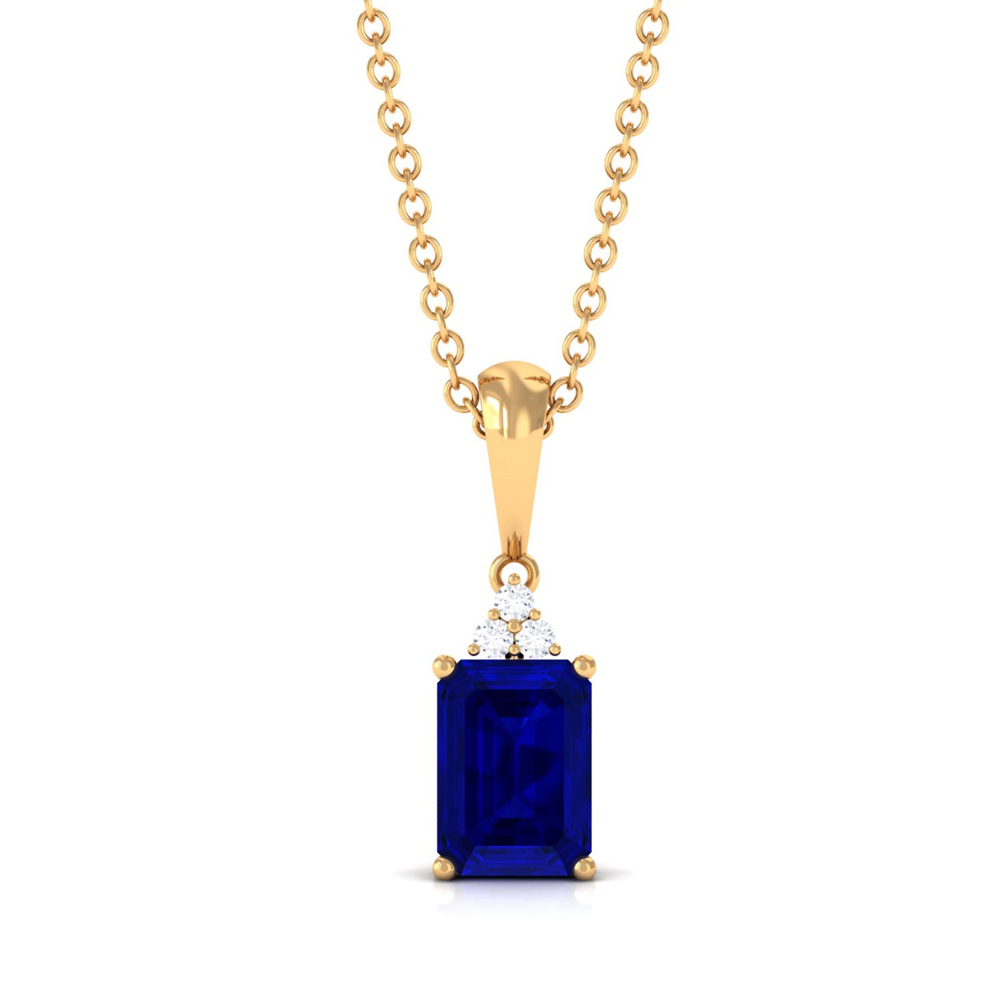 Vibrant Grown Labs-Lab Grown Blue Sapphire Minimal Pendant Necklace