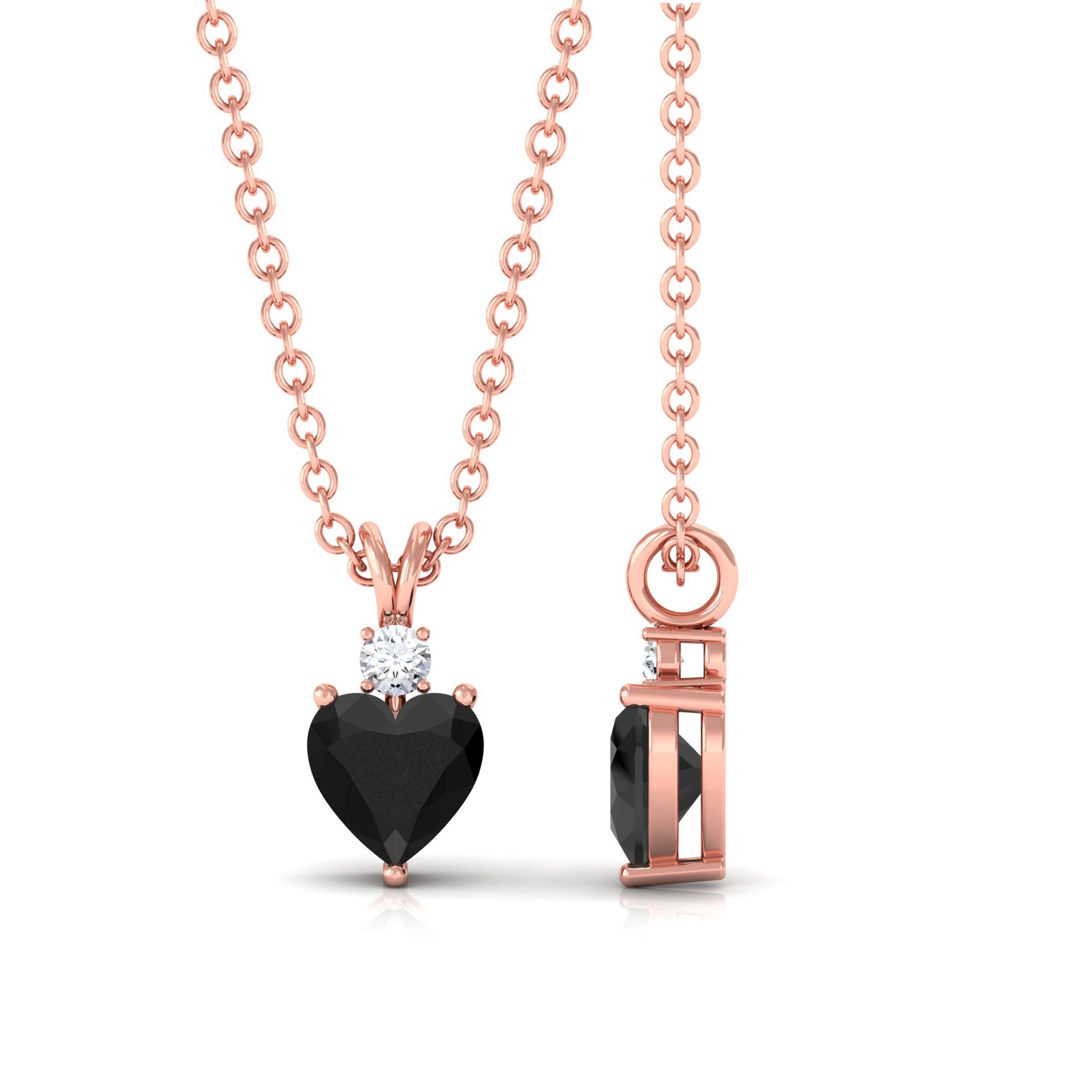 Vibrant Grown Labs-Heart Shape Lab Created Black Diamond Solitaire Pendant