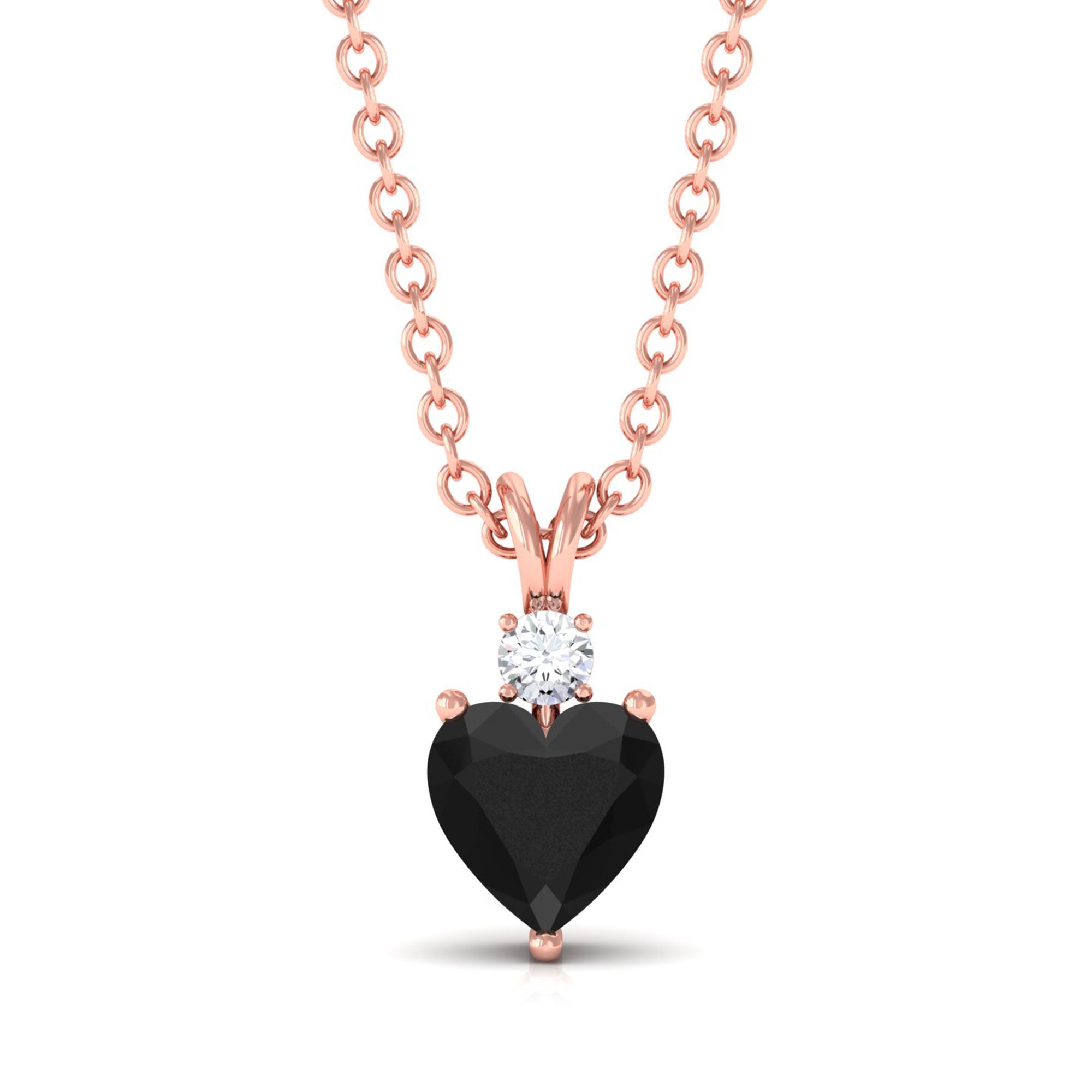 Vibrant Grown Labs-Heart Shape Lab Created Black Diamond Solitaire Pendant