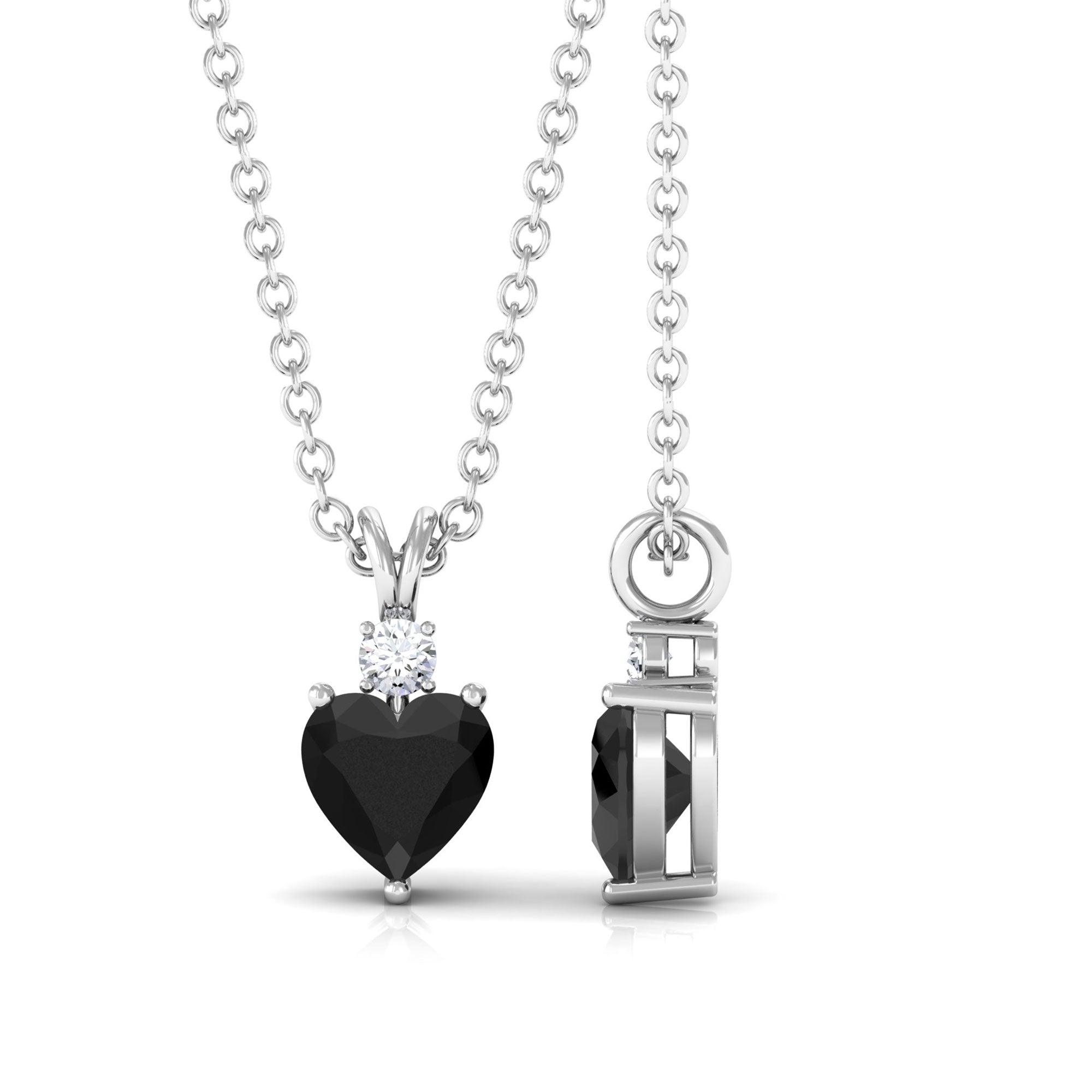 Vibrant Grown Labs-Heart Shape Lab Created Black Diamond Solitaire Pendant