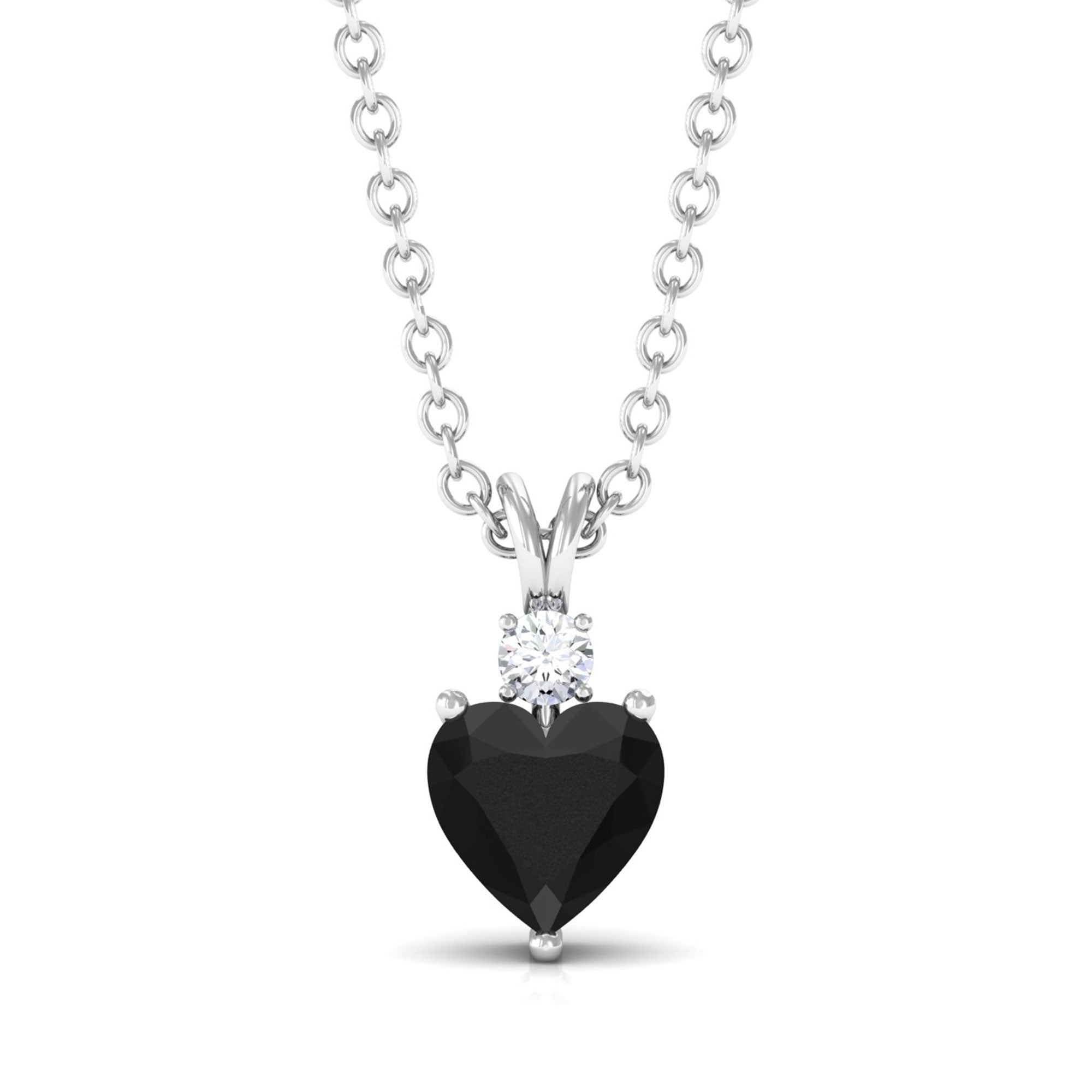 Vibrant Grown Labs-Heart Shape Lab Created Black Diamond Solitaire Pendant