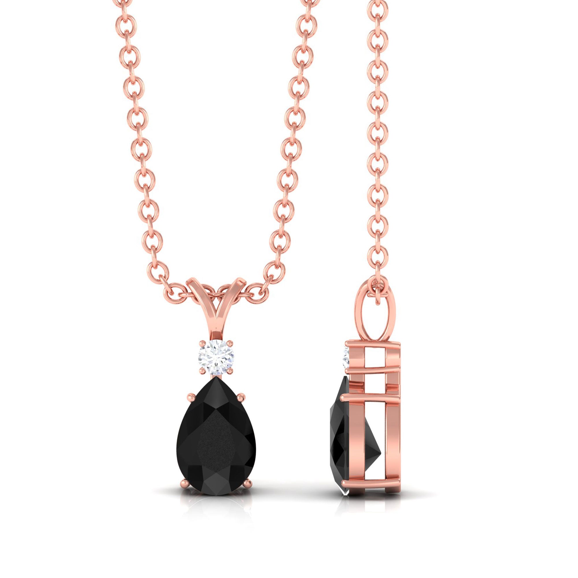 Vibrant Grown Labs-Lab Created Black Diamond Teardrop Pendant Necklace