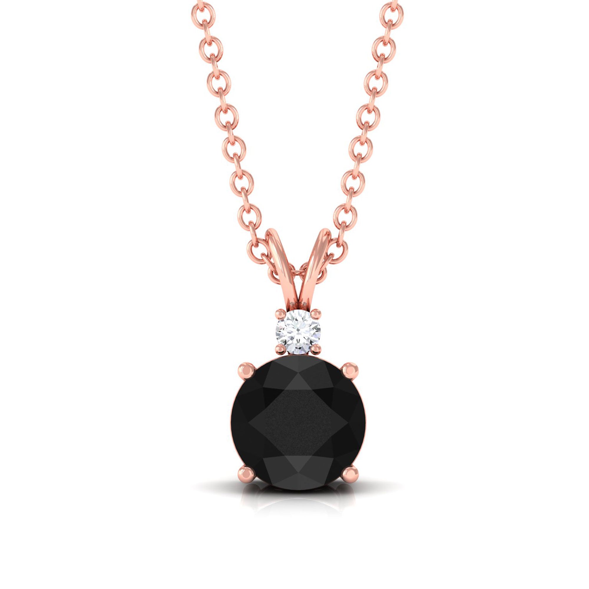 Vibrant Grown Labs-Solitaire Pendant Necklace with Lab Grown Black Diamond