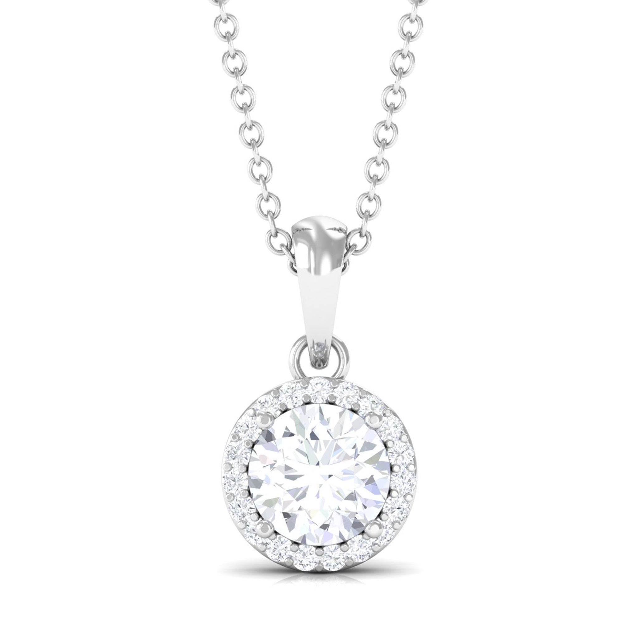 Vibrant Grown Labs-Classic Round Shape Lab Grown Diamond Halo Pendant Necklace