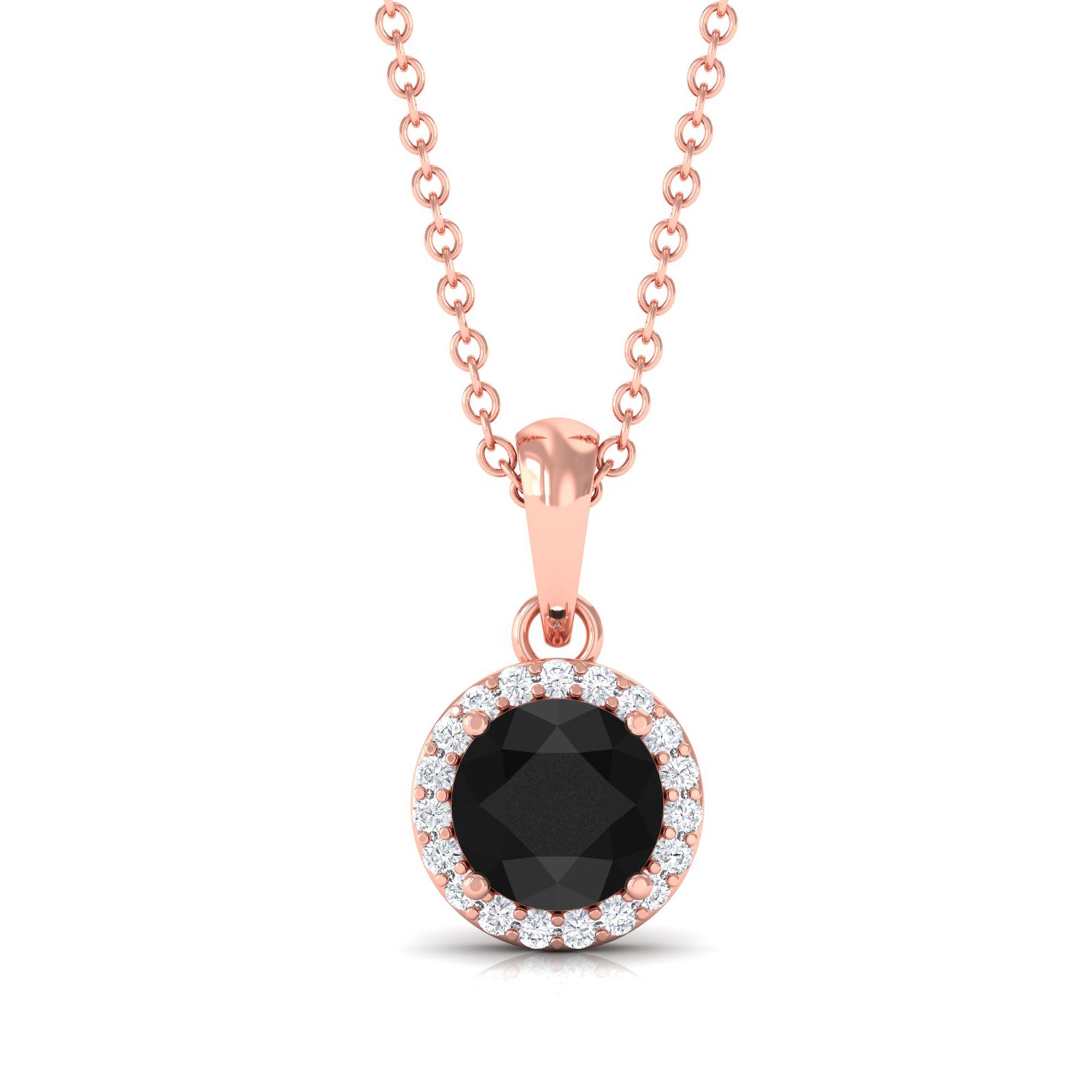 Vibrant Grown Labs-Classic Lab Grown Black Diamond Pendant Necklace with Halo