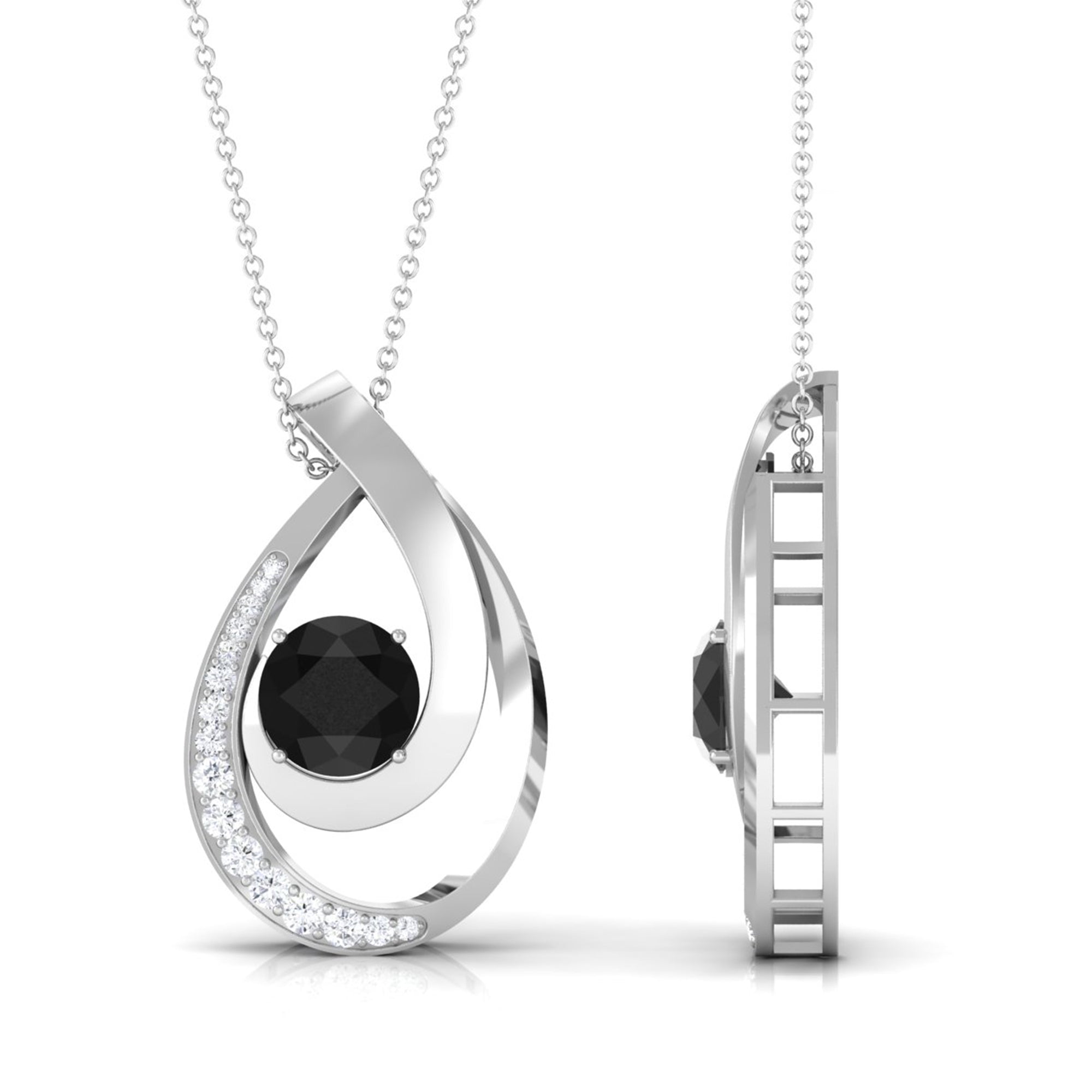 Vibrant Grown Labs-Lab Created Black Diamond Pendant Necklace with Accent