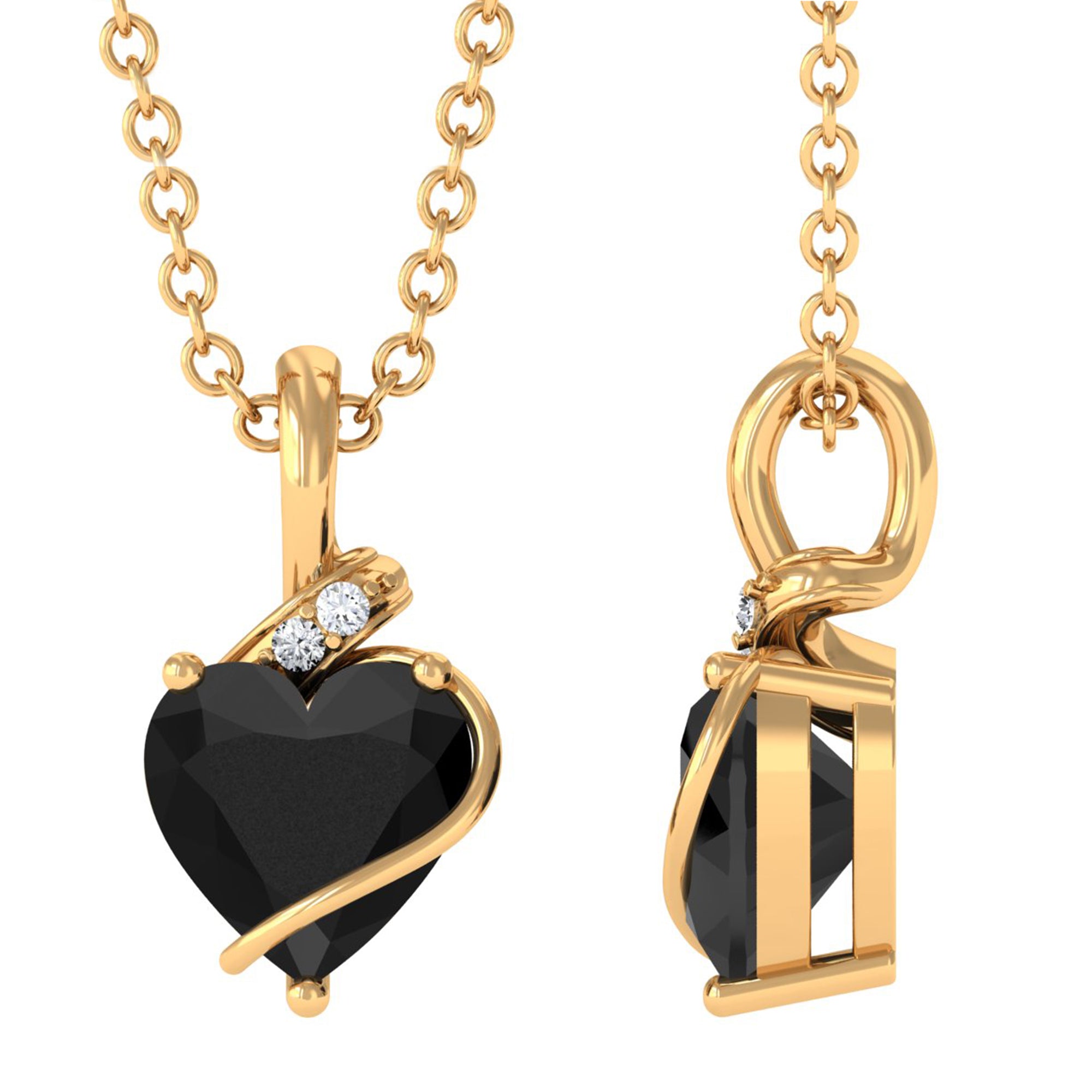 Vibrant Grown Labs-Heart Shape Lab Grown Black Diamond Pendant Necklace