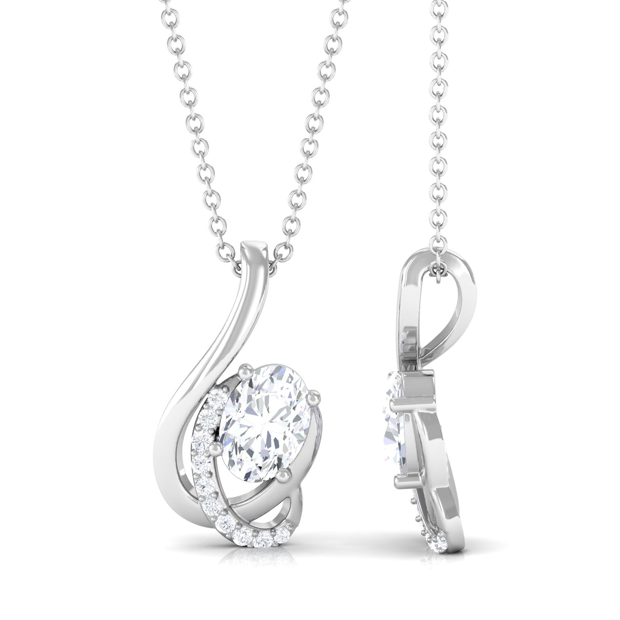 Vibrant Grown Labs-Oval Shape Lab Grown Diamond Pendant Necklace