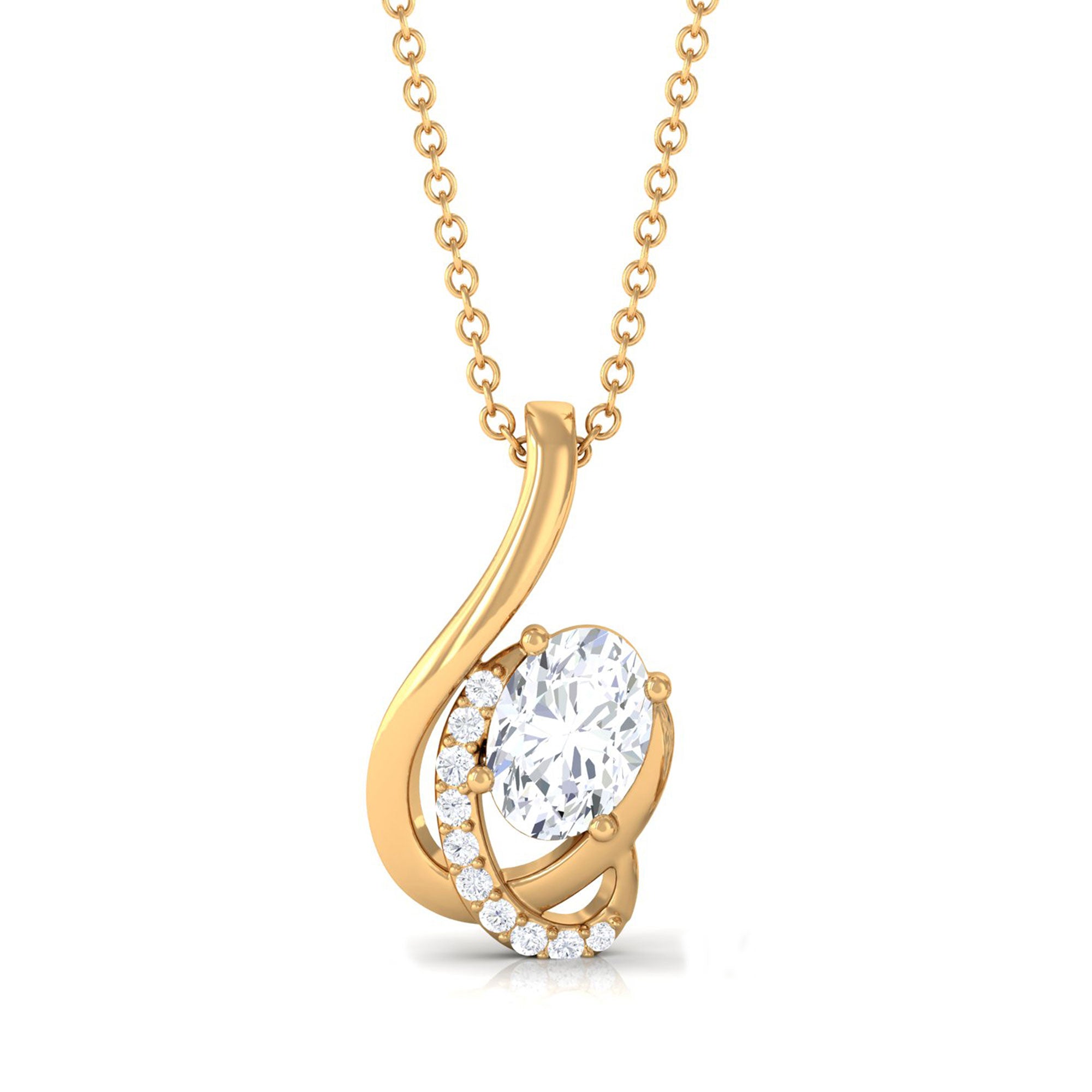 Vibrant Grown Labs-Oval Shape Lab Grown Diamond Pendant Necklace