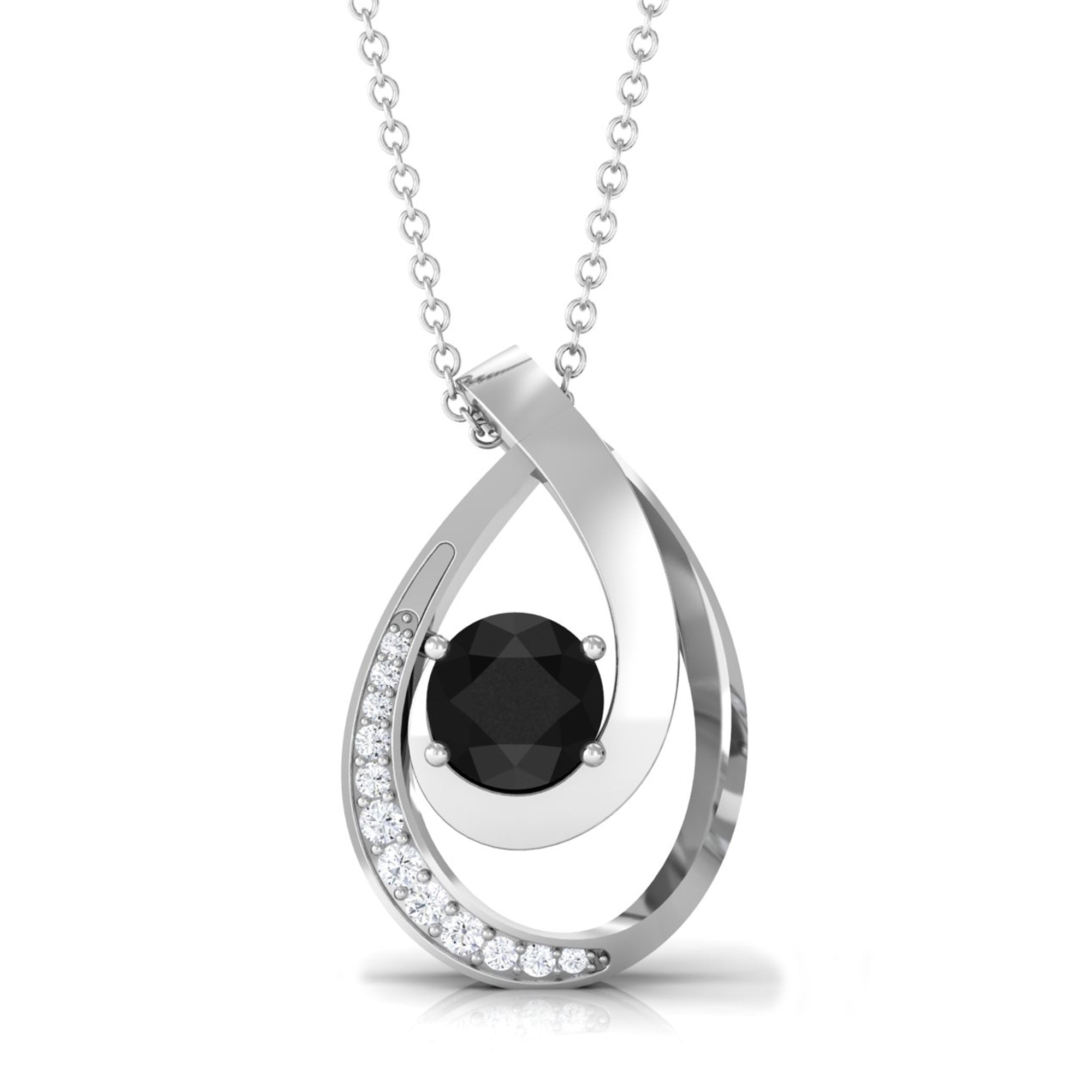 Vibrant Grown Labs-Lab Created Black Diamond Pendant Necklace with Accent