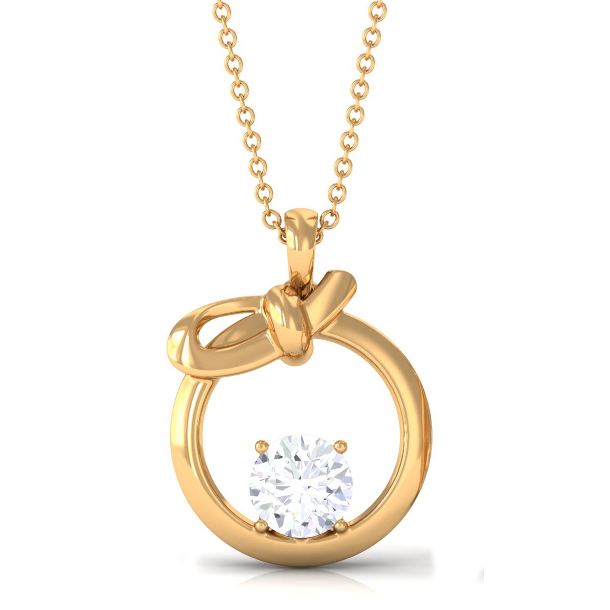 Vibrant Grown Labs-Minimal Lab Grown Diamond Pendant Necklace with Bow