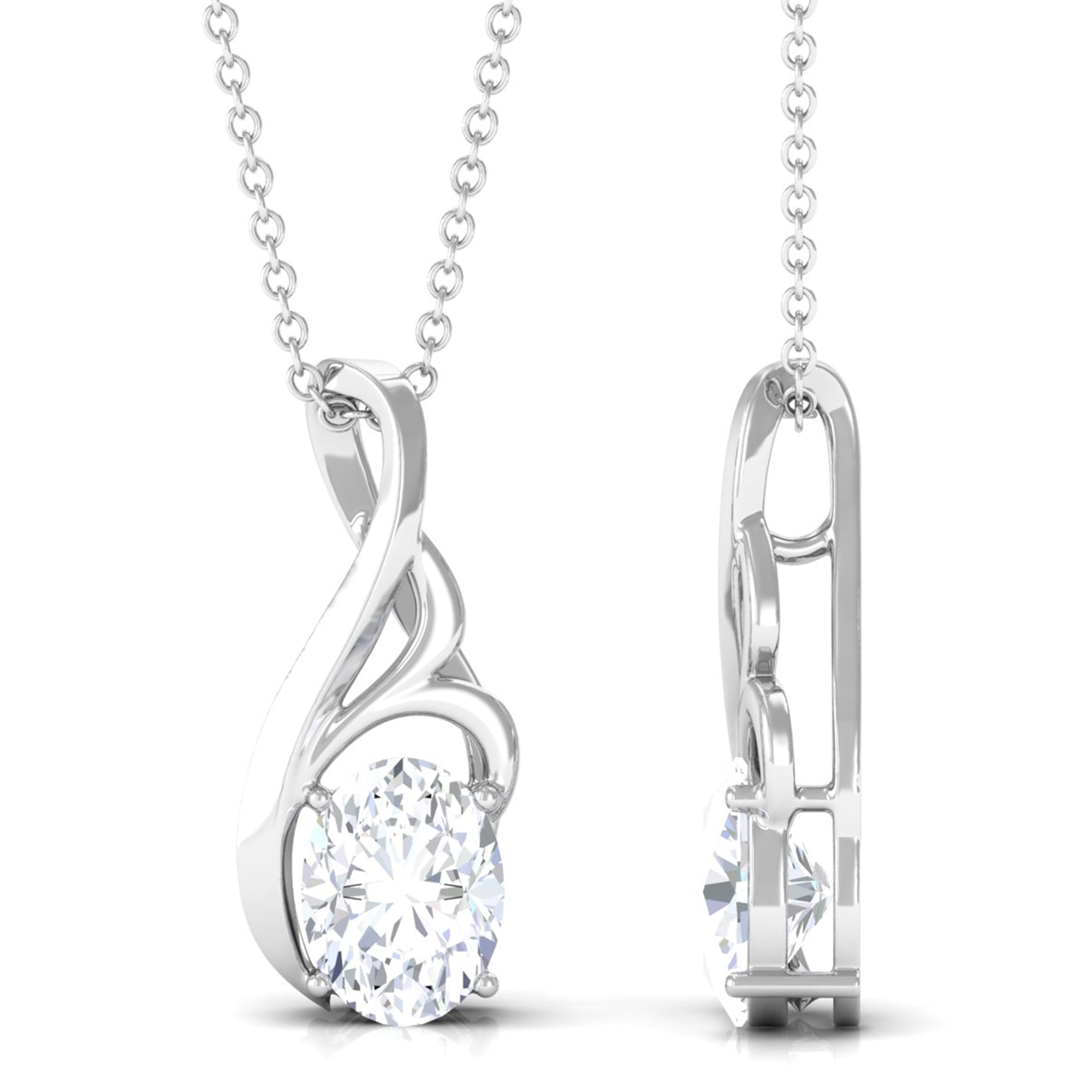 Vibrant Grown Labs-Oval Lab Grown Diamond Solitaire Pendant Necklace