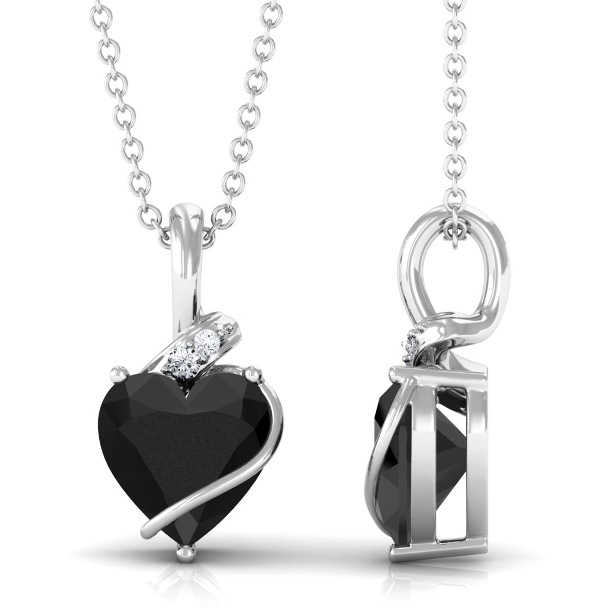 Vibrant Grown Labs-Heart Shape Lab Grown Black Diamond Pendant Necklace