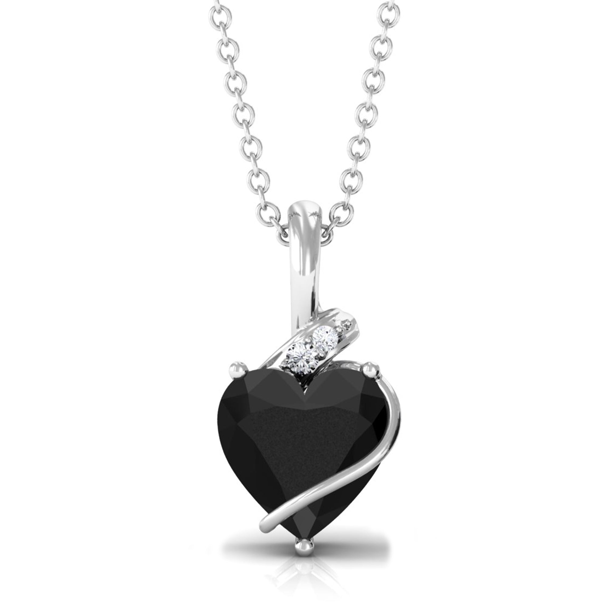 Vibrant Grown Labs-Heart Shape Lab Grown Black Diamond Pendant Necklace