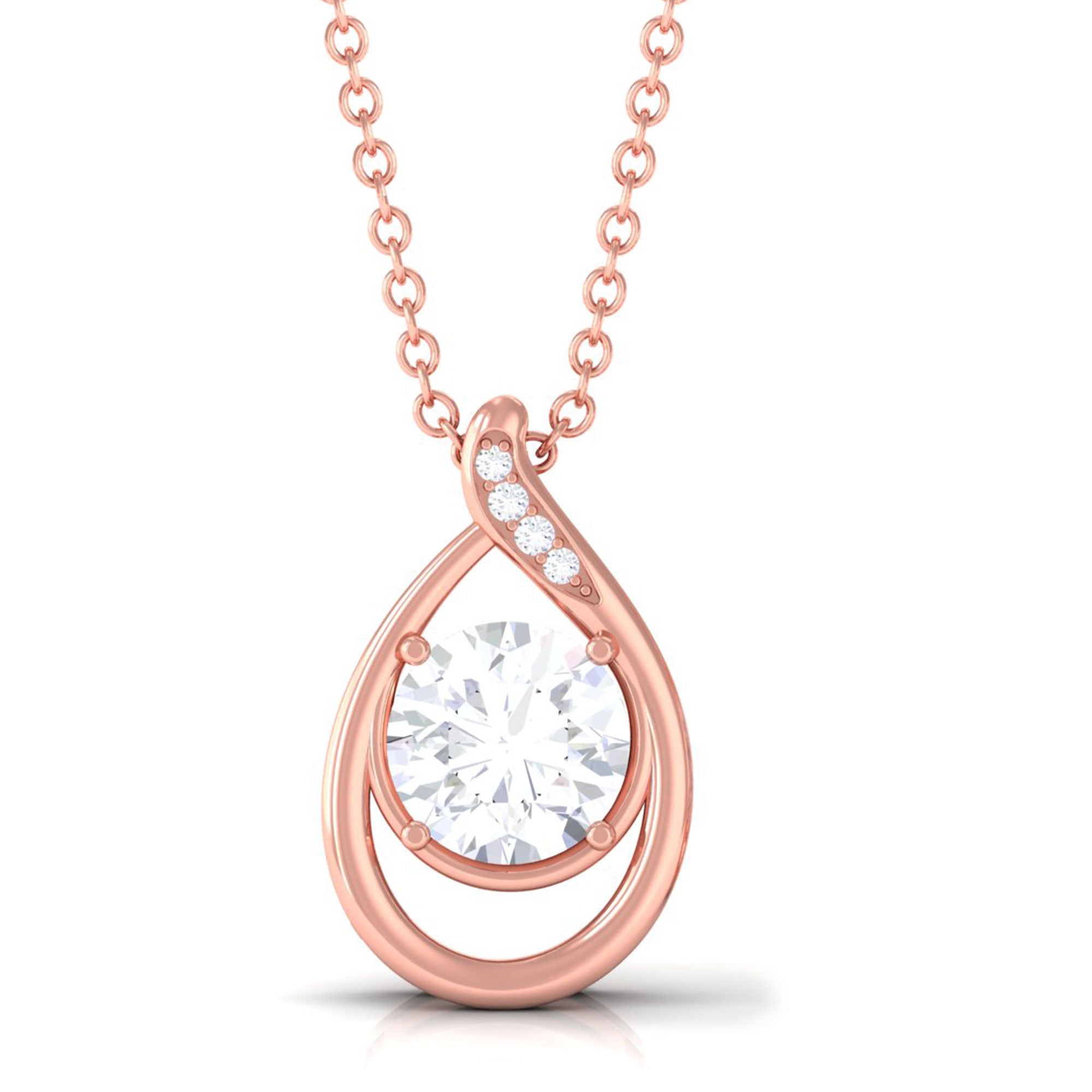 Vibrant Grown Labs-Solitaire Lab Grown Diamond Teardrop Pendant Necklace