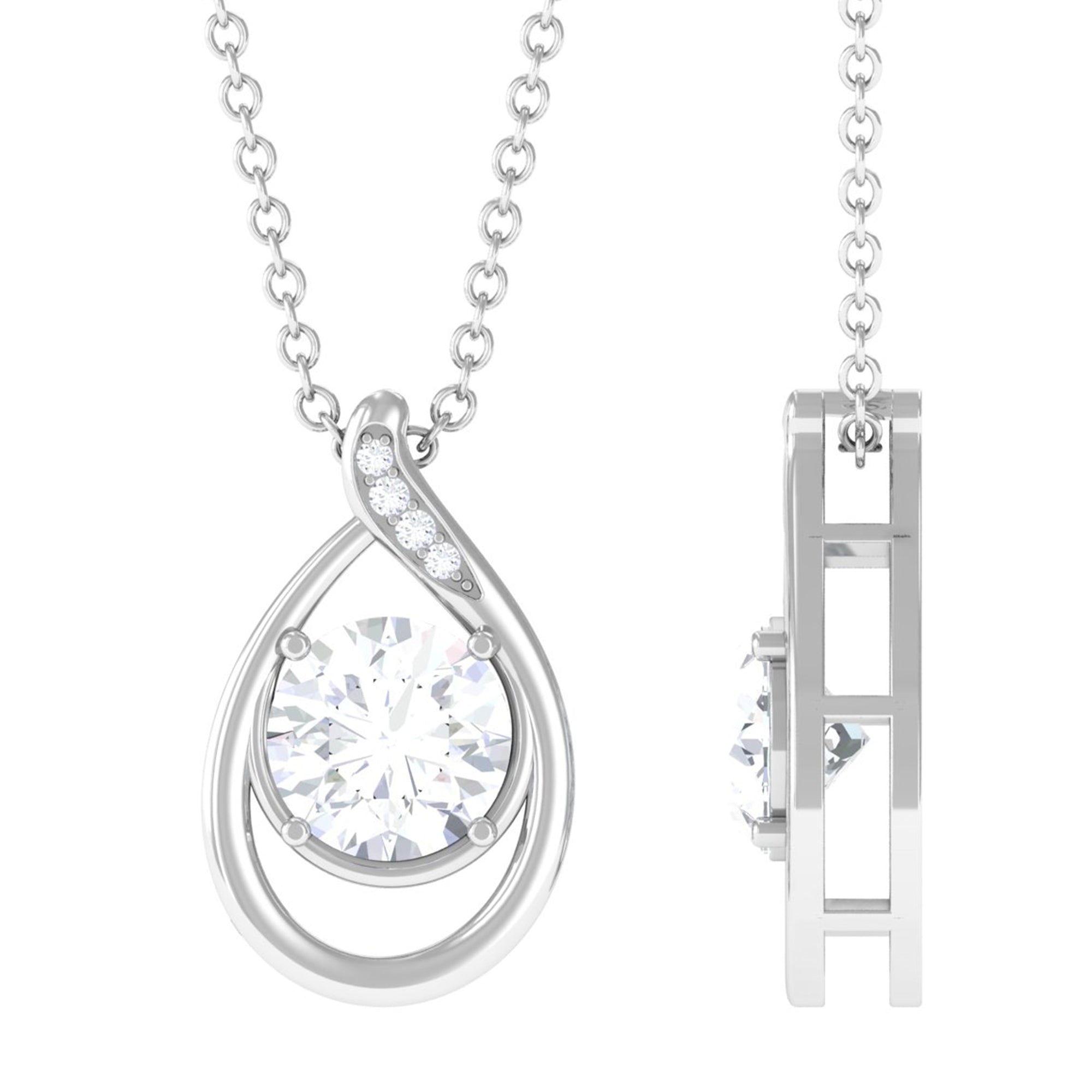 Vibrant Grown Labs-Solitaire Lab Grown Diamond Teardrop Pendant Necklace