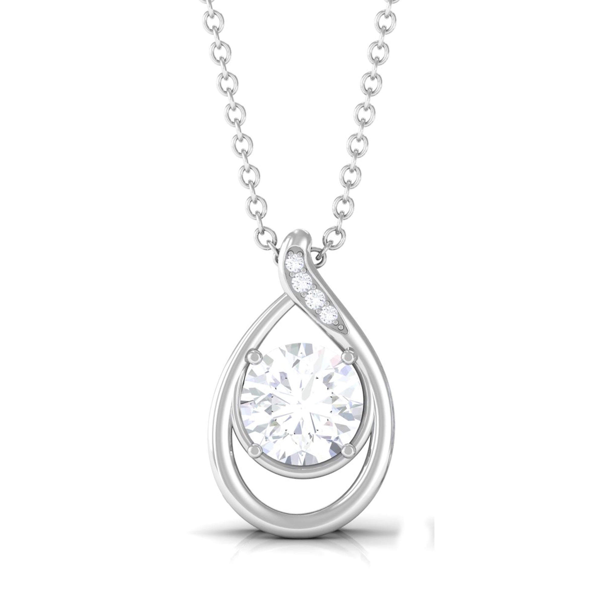 Vibrant Grown Labs-Solitaire Lab Grown Diamond Teardrop Pendant Necklace