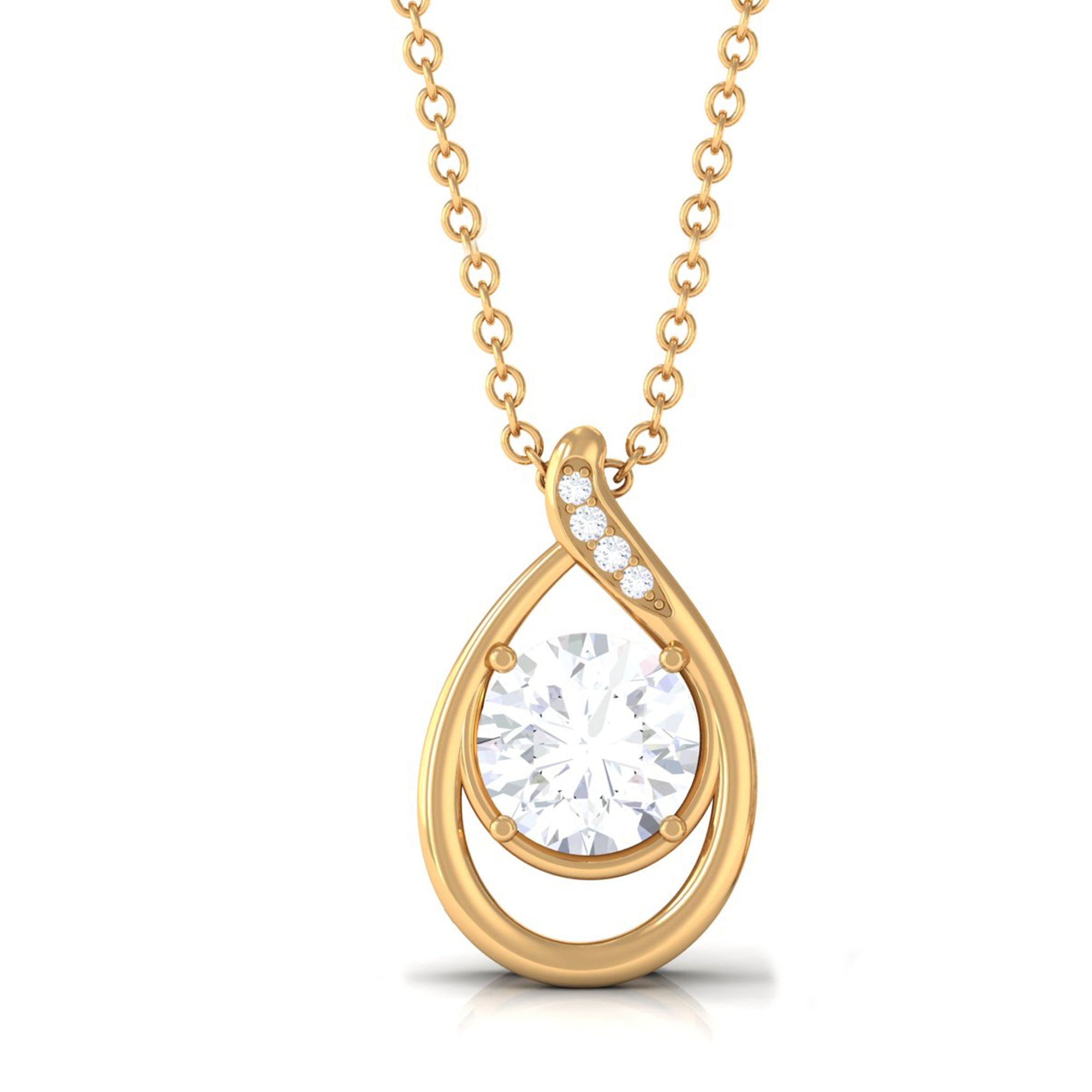 Vibrant Grown Labs-Solitaire Lab Grown Diamond Teardrop Pendant Necklace