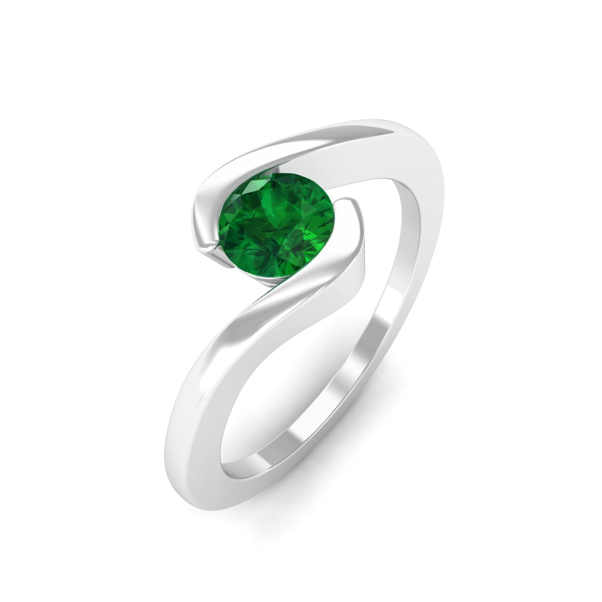 Vibrant Grown Labs-Lab Grown Emerald Solitaire Promise Ring