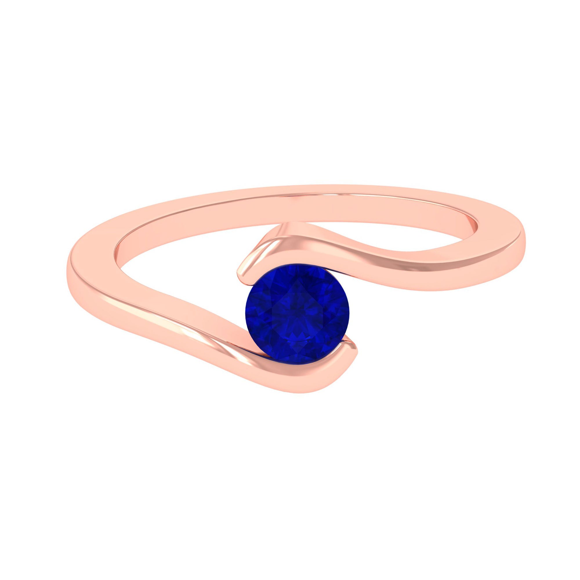 Vibrant Grown Labs-Lab Grown Blue Sapphire Solitaire Promise Bypass Ring