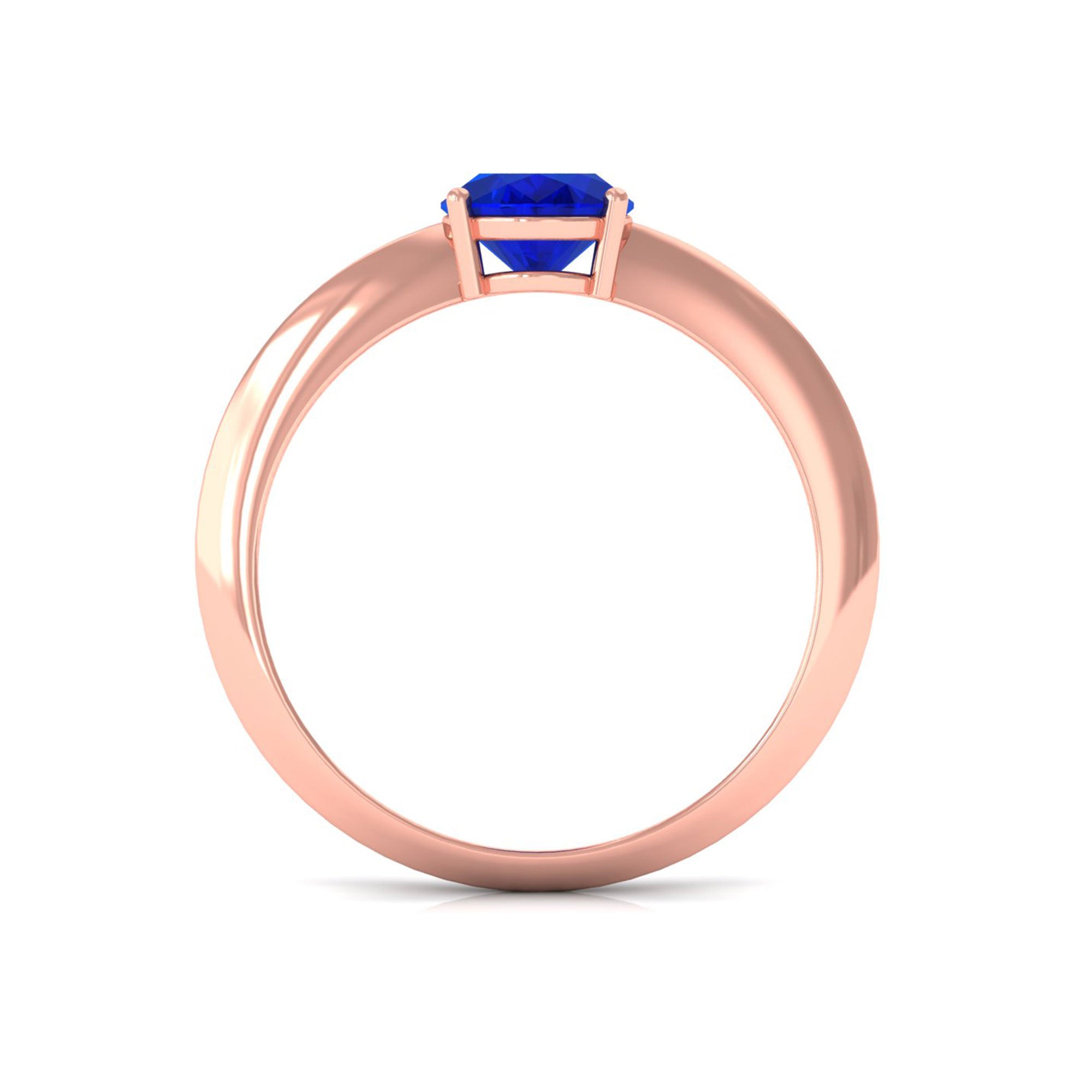 Vibrant Grown Labs-Lab Grown Blue Sapphire Oval Solitaire Engagement Ring