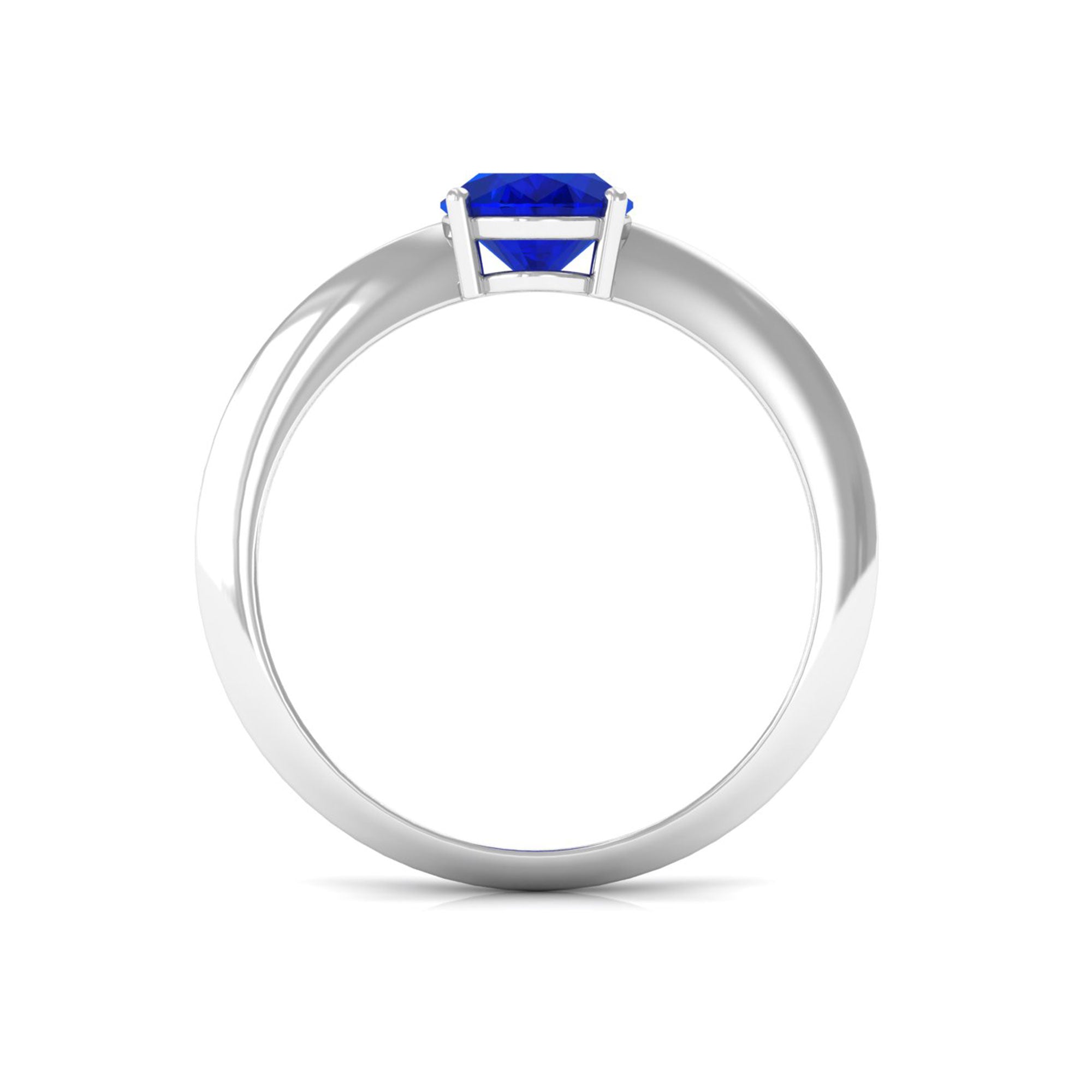 Vibrant Grown Labs-Lab Grown Blue Sapphire Oval Solitaire Engagement Ring