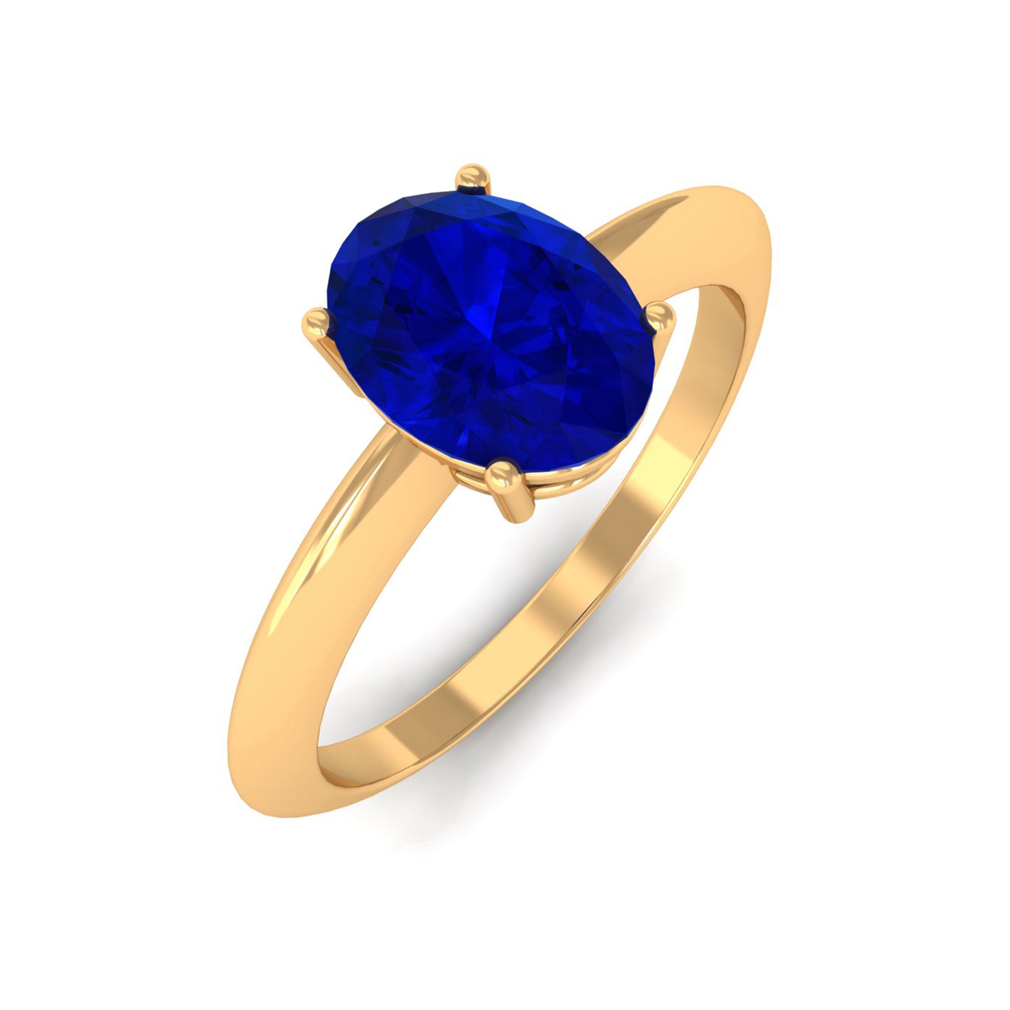 Vibrant Grown Labs-Lab Grown Blue Sapphire Oval Solitaire Engagement Ring