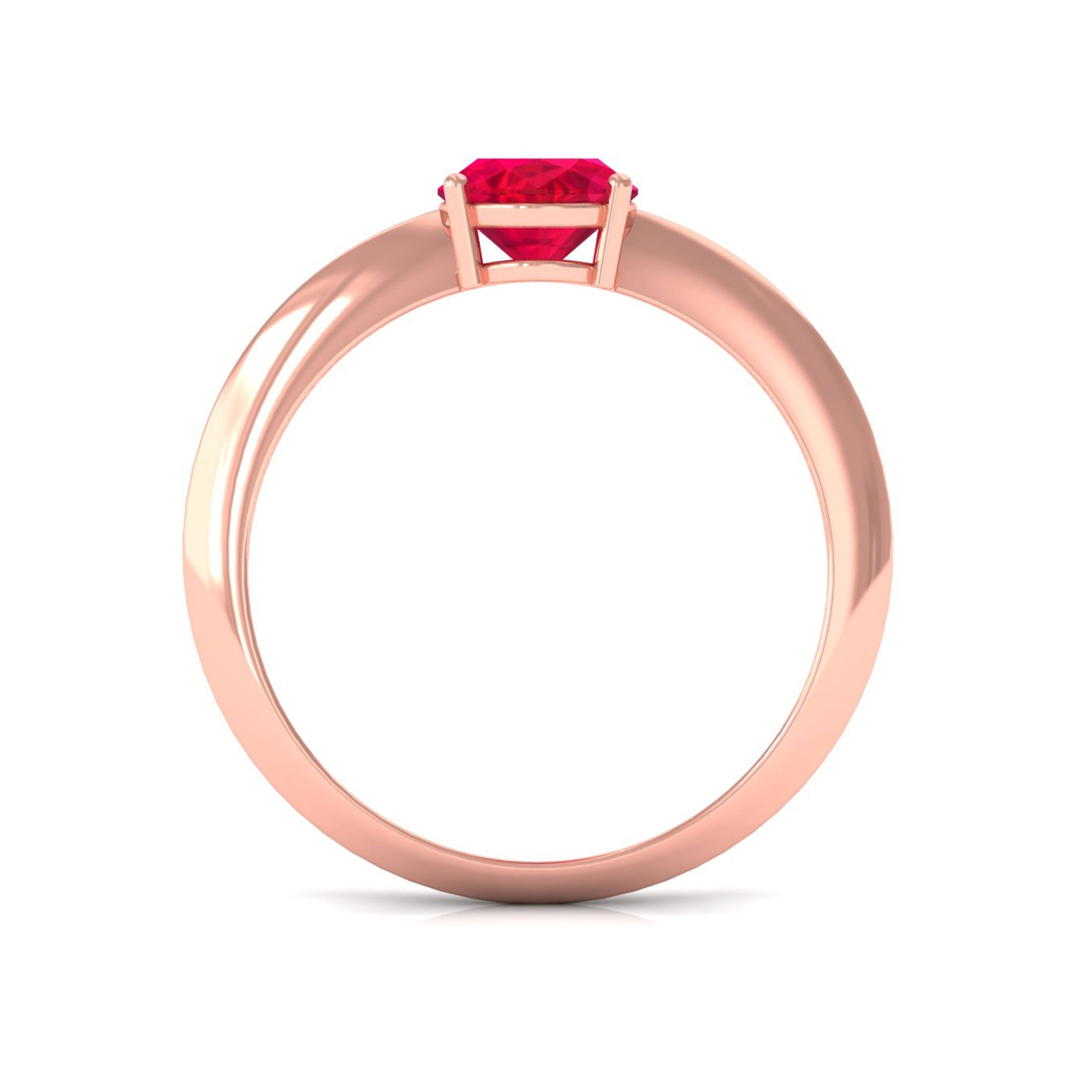 Vibrant Grown Labs-Oval Shape Lab Grown Ruby Solitaire Engagement Ring