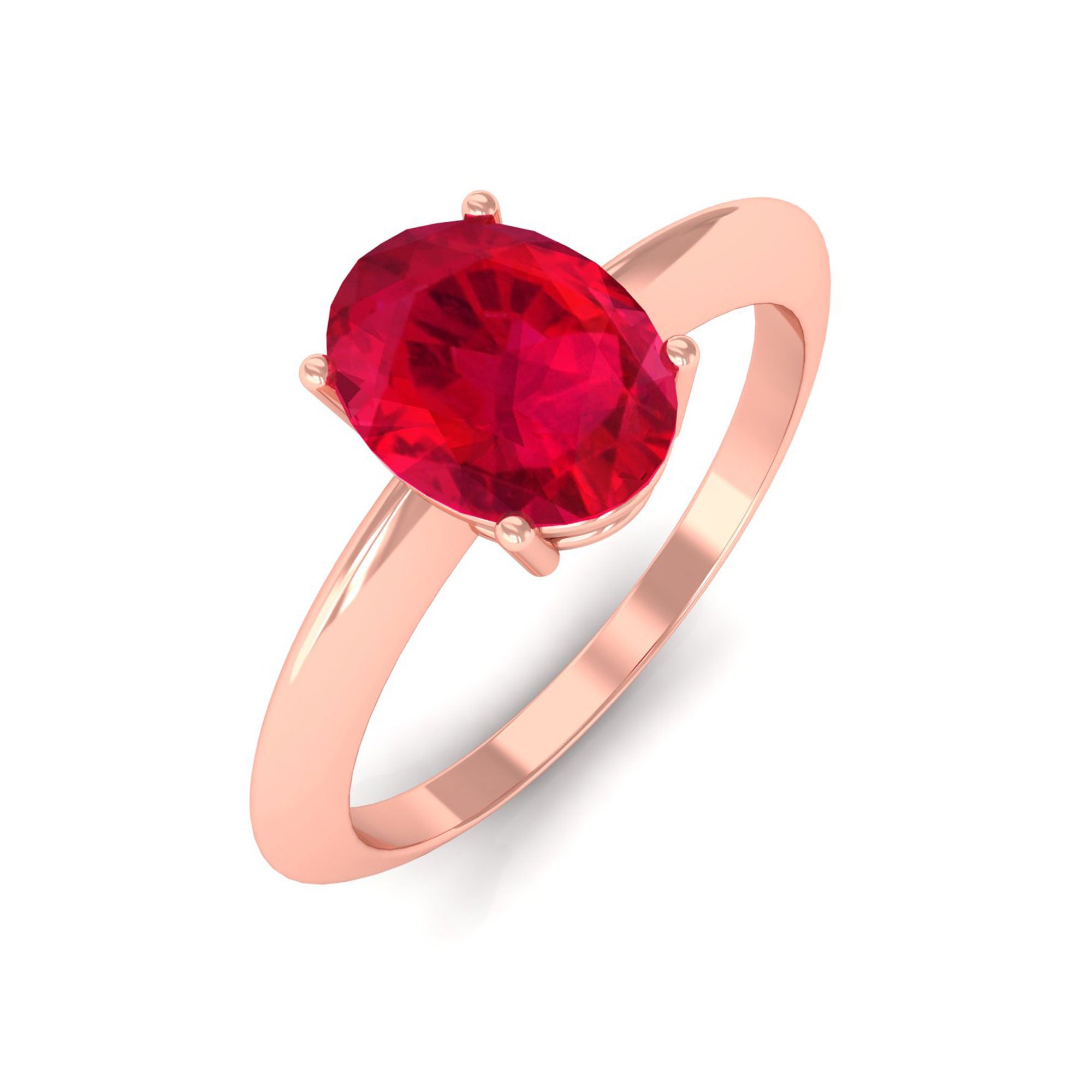 Vibrant Grown Labs-Oval Shape Lab Grown Ruby Solitaire Engagement Ring