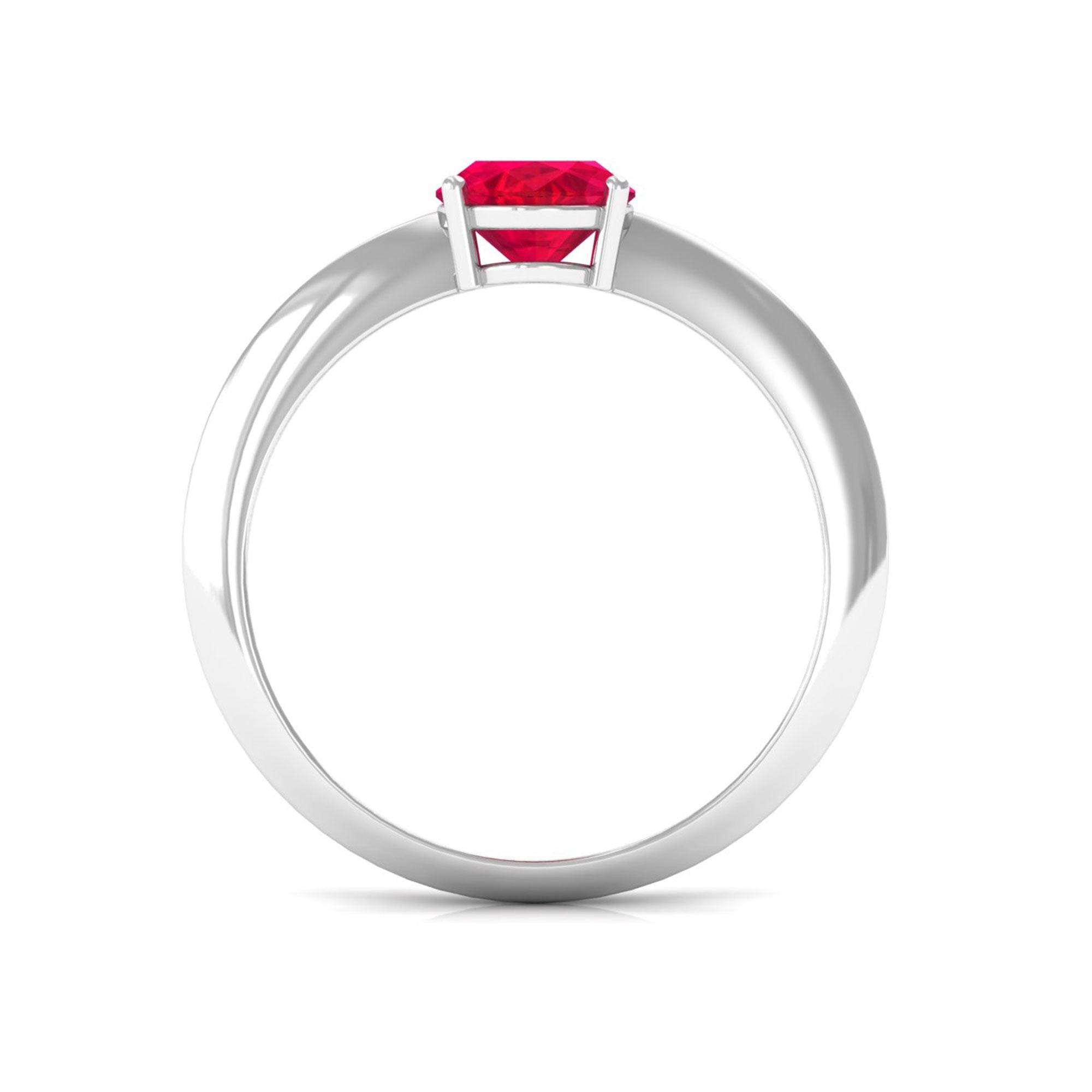 Vibrant Grown Labs-Oval Shape Lab Grown Ruby Solitaire Engagement Ring