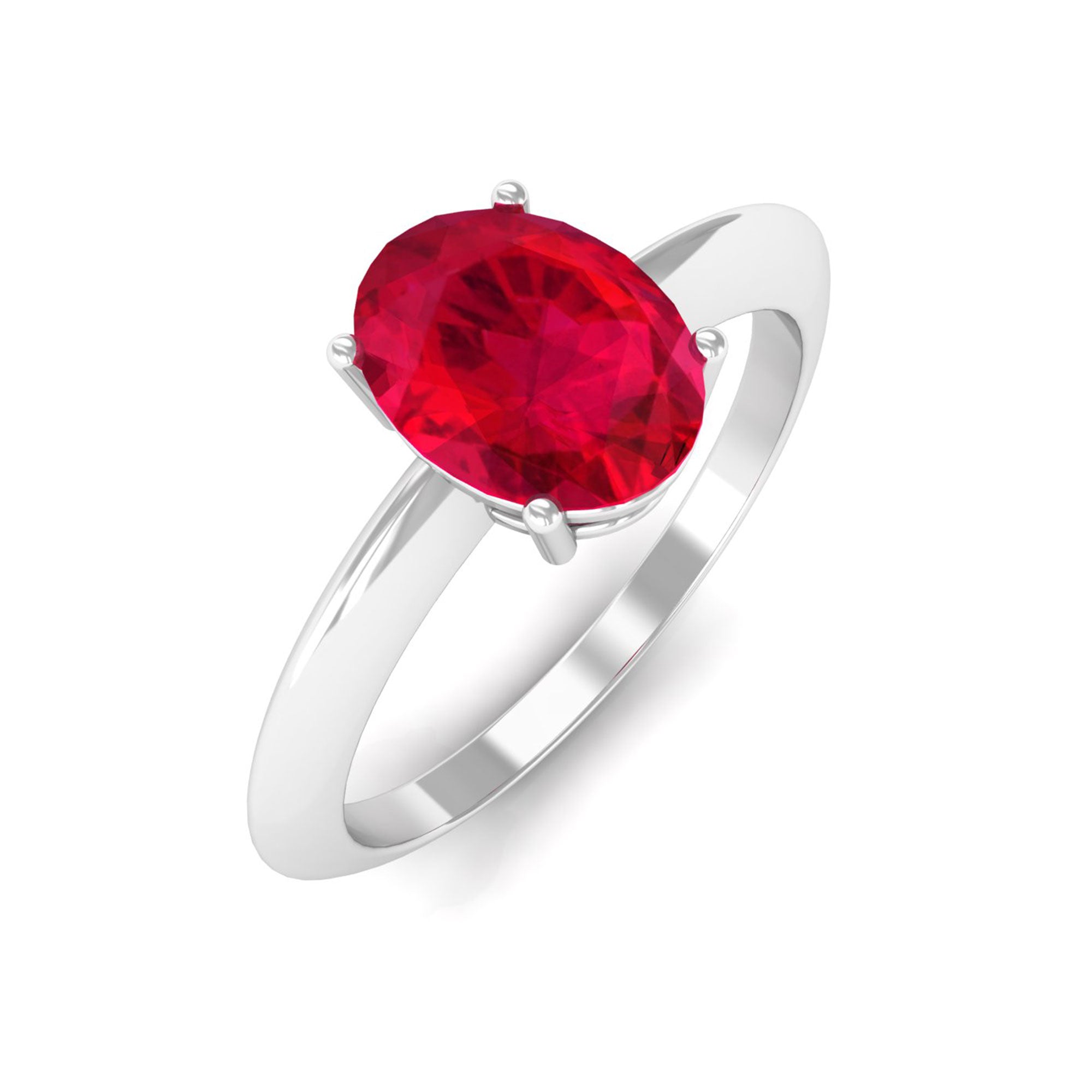 Vibrant Grown Labs-Oval Shape Lab Grown Ruby Solitaire Engagement Ring