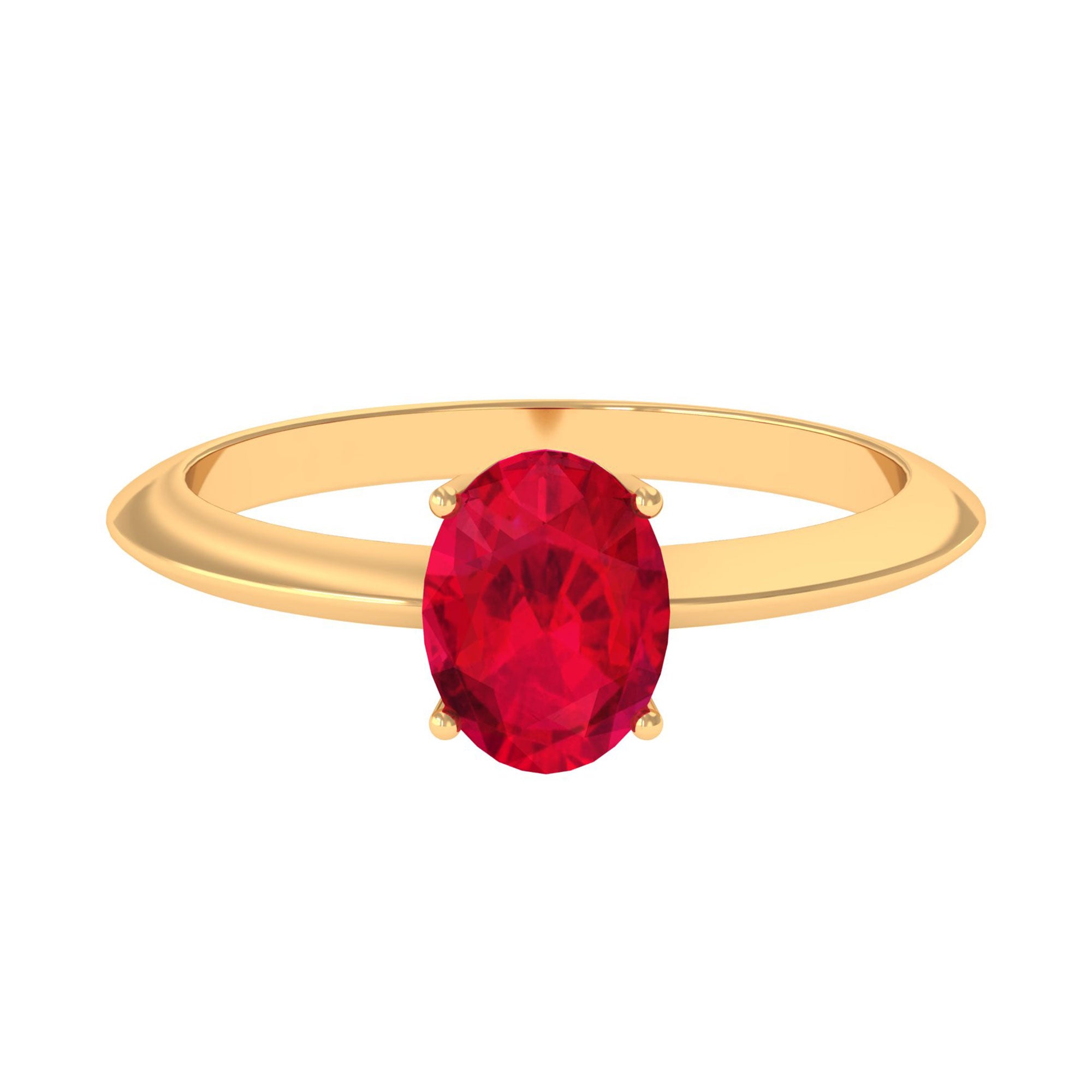 Vibrant Grown Labs-Oval Shape Lab Grown Ruby Solitaire Engagement Ring