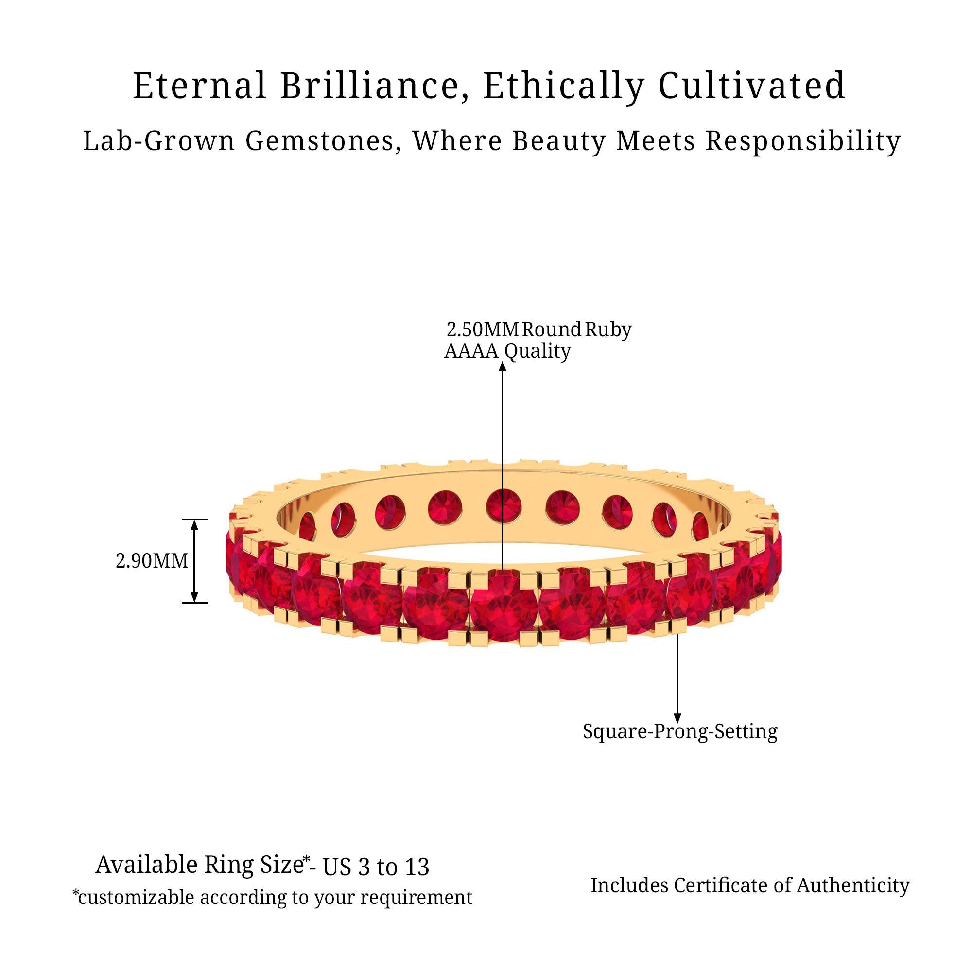 Vibrant Grown Labs-Minimal Lab Grown Ruby Eternity Ring