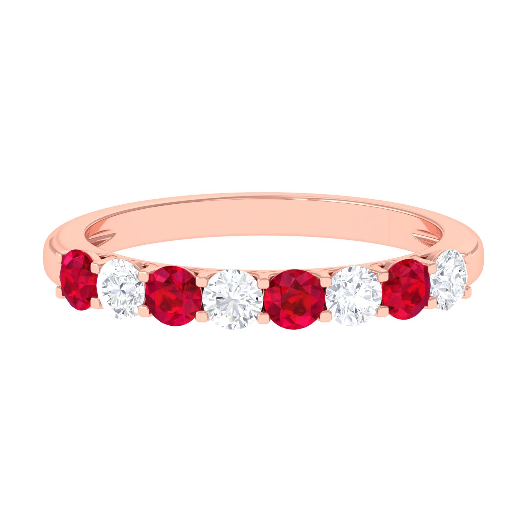 Vibrant Grown Labs-Lab Grown Ruby Minimal Half Eternity Band Ring