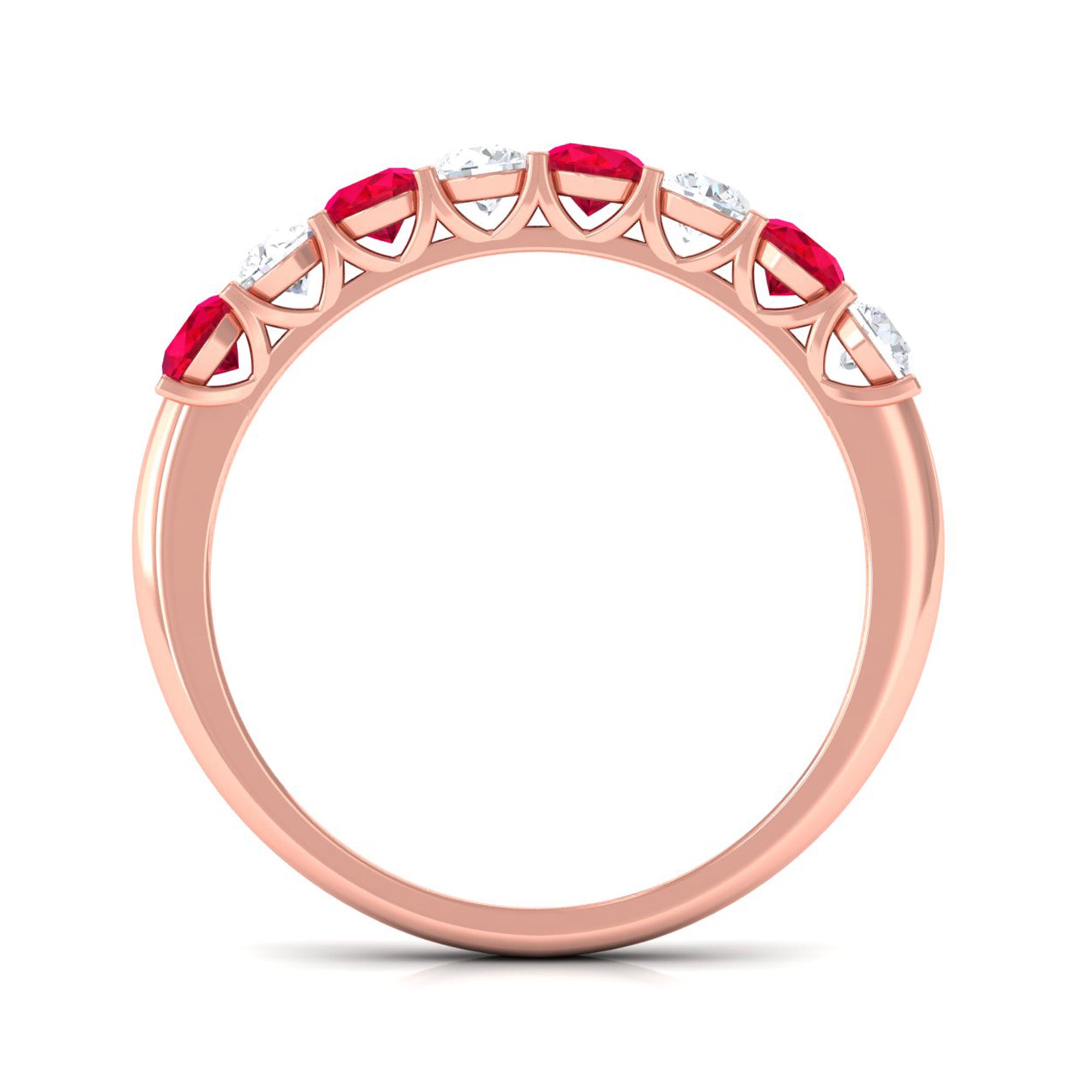 Vibrant Grown Labs-Lab Grown Ruby Minimal Half Eternity Band Ring