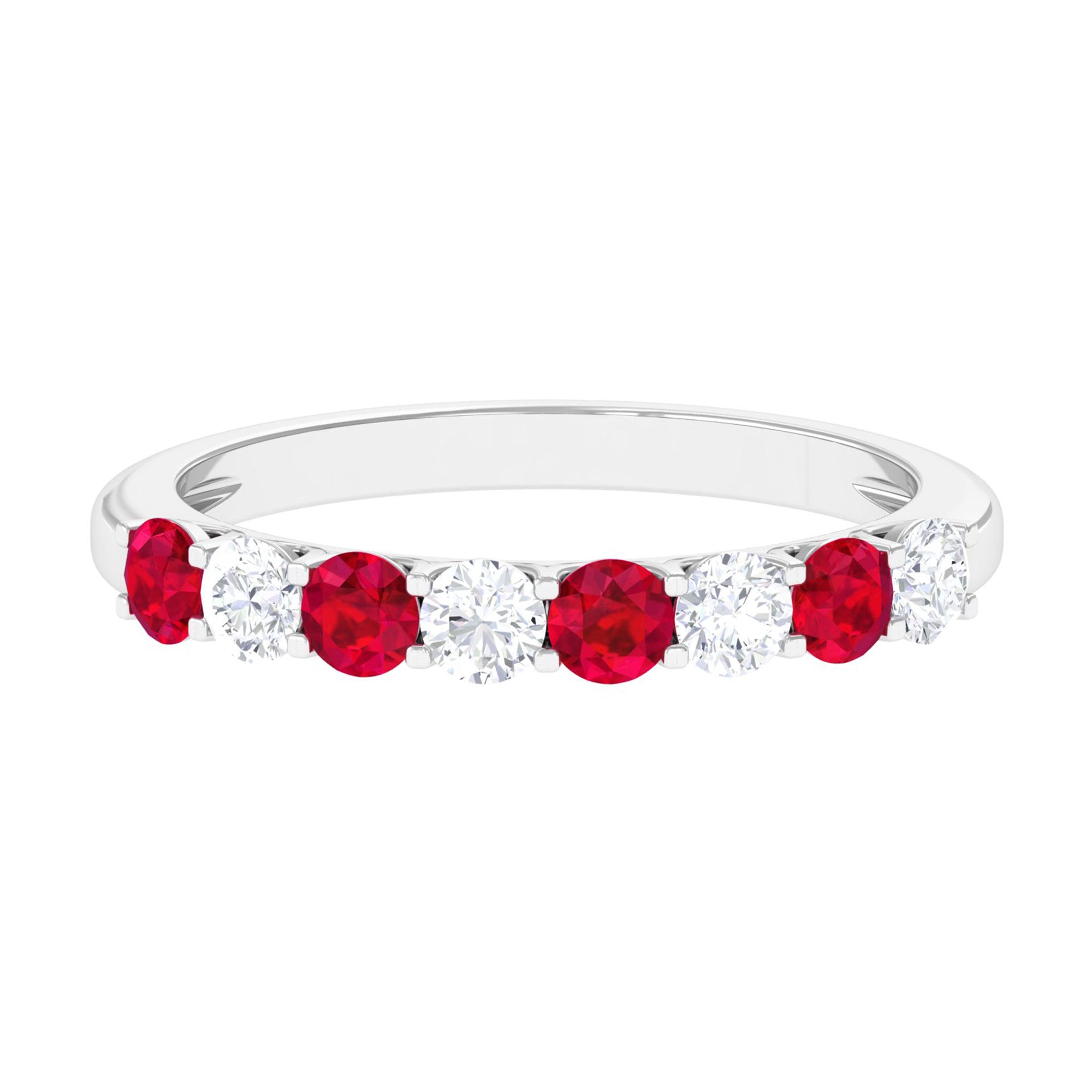 Vibrant Grown Labs-Lab Grown Ruby Minimal Half Eternity Band Ring